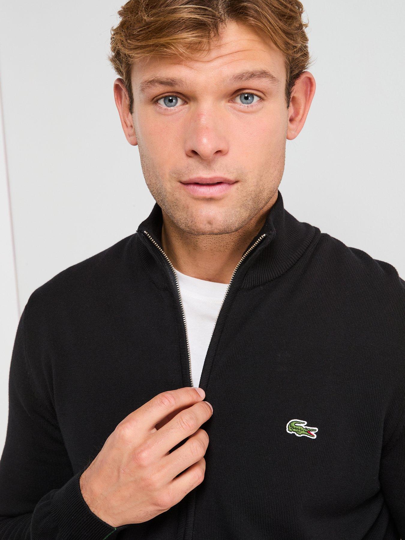 Image 4 of 6 of Lacoste Full Zip Regular Fit High Neck Knitted Jumper- Black
