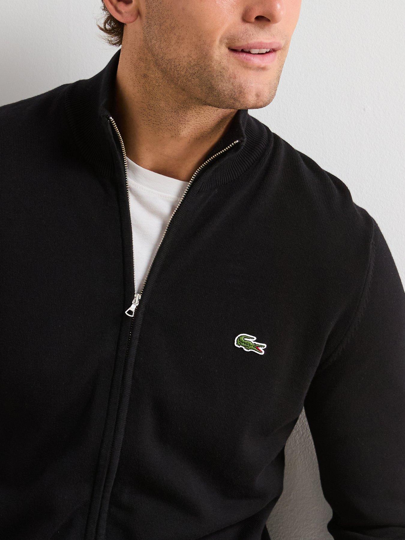 Image 6 of 6 of Lacoste Full Zip Regular Fit High Neck Knitted Jumper- Black