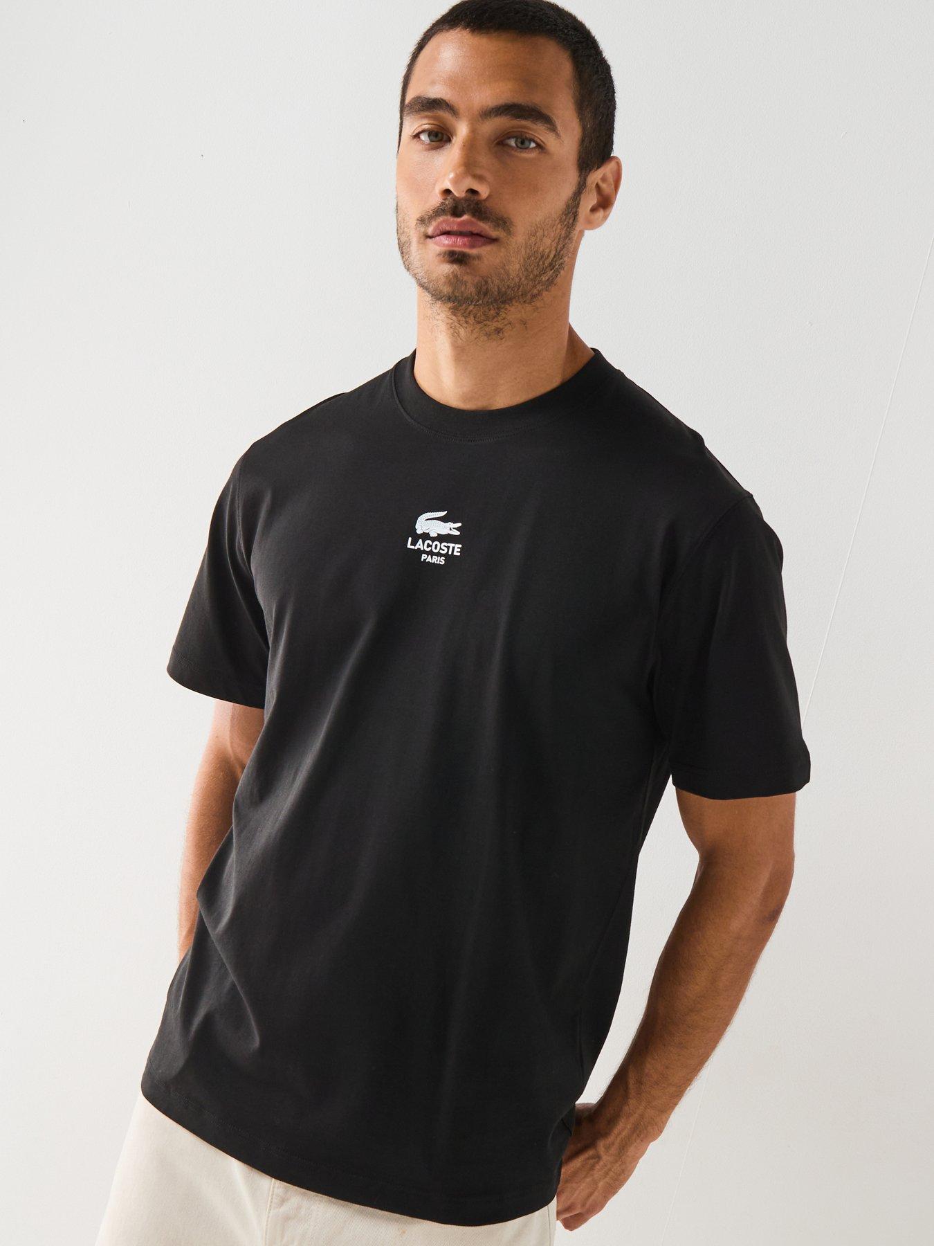Lacoste Signature Print Cotton T-shirt - Black