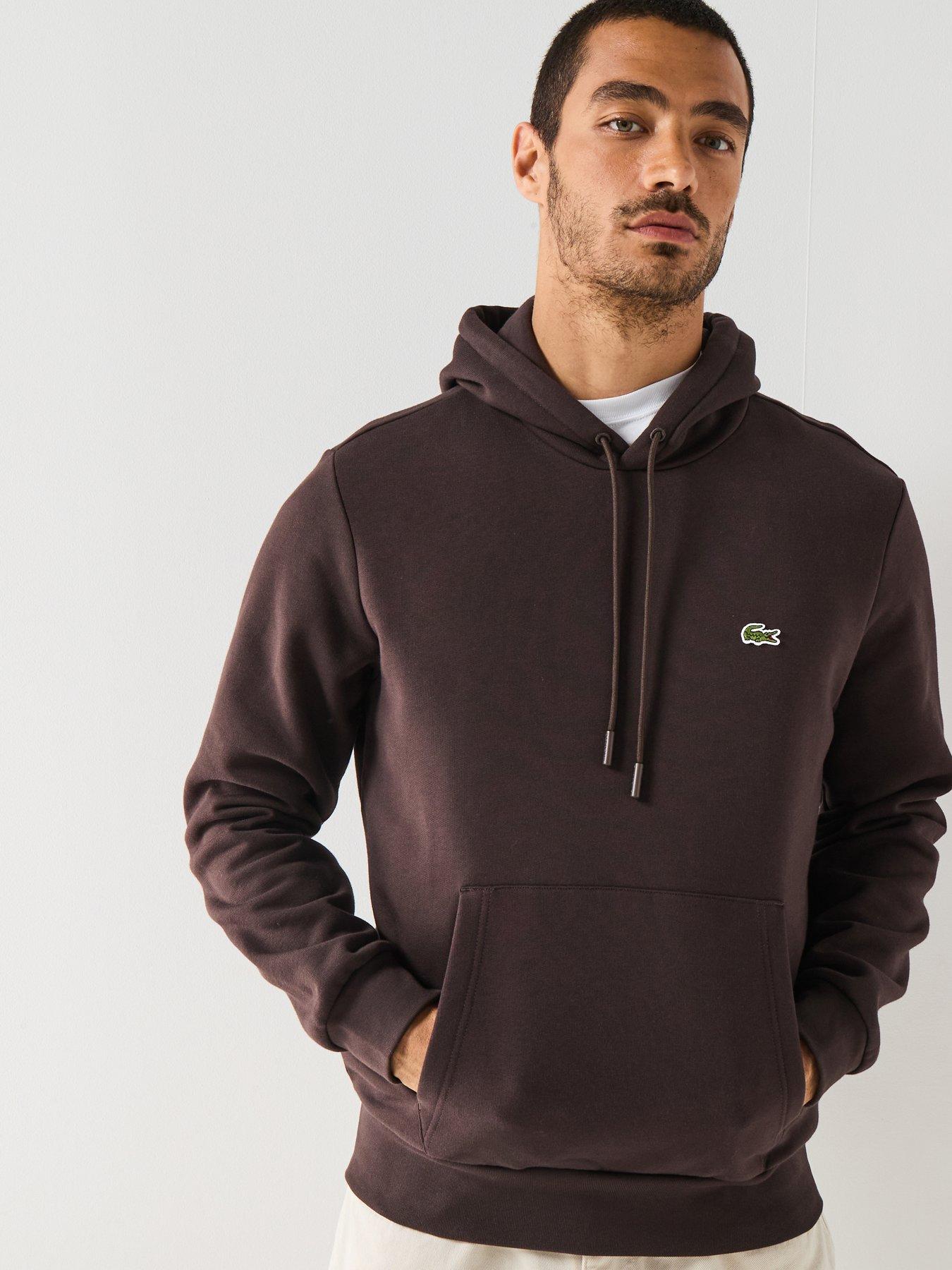 undefined Lacoste Brushed Fleece Hoodie- Brown