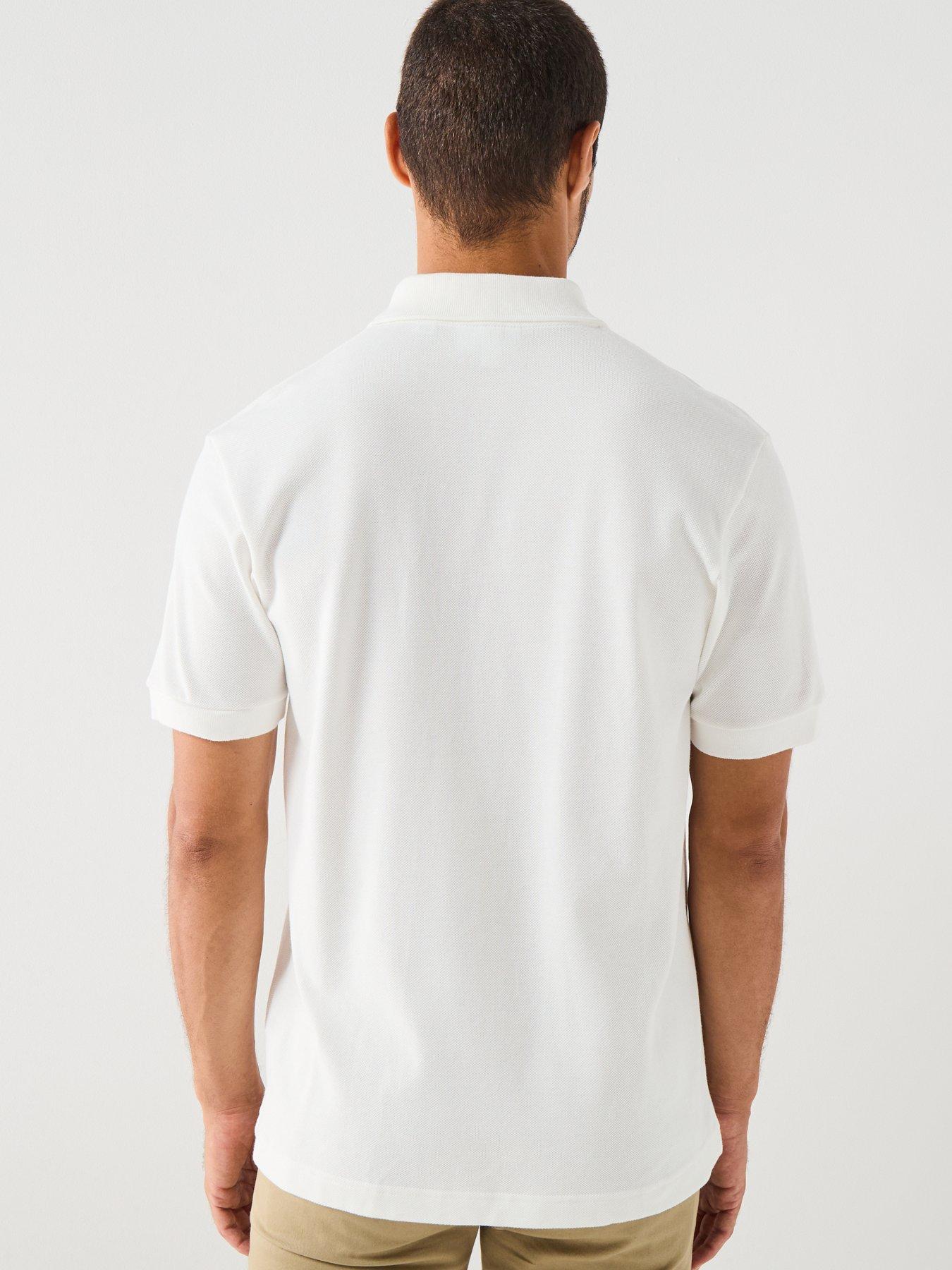 Image 2 of 4 of Lacoste Landscape Crocodile Short Sleeve Polo Shirt- White