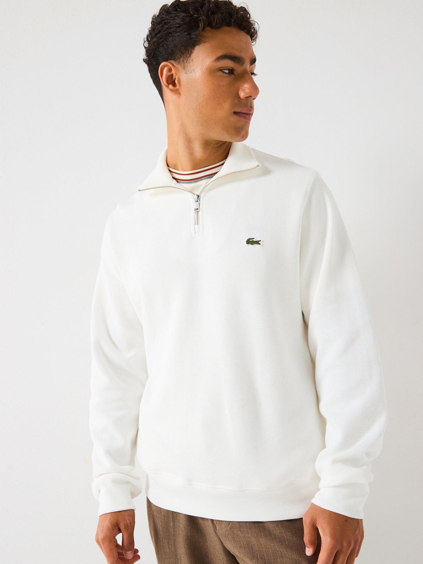 undefined 1/4 Zip Regular Fit High Neck Sweatshirt - Cream