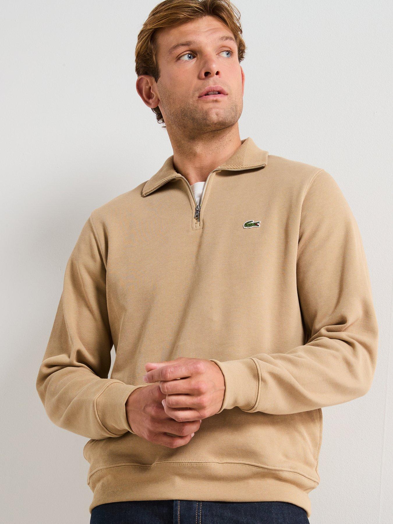 undefined 1/4 Zip Regular Fit High Neck Sweatshirt - Beige