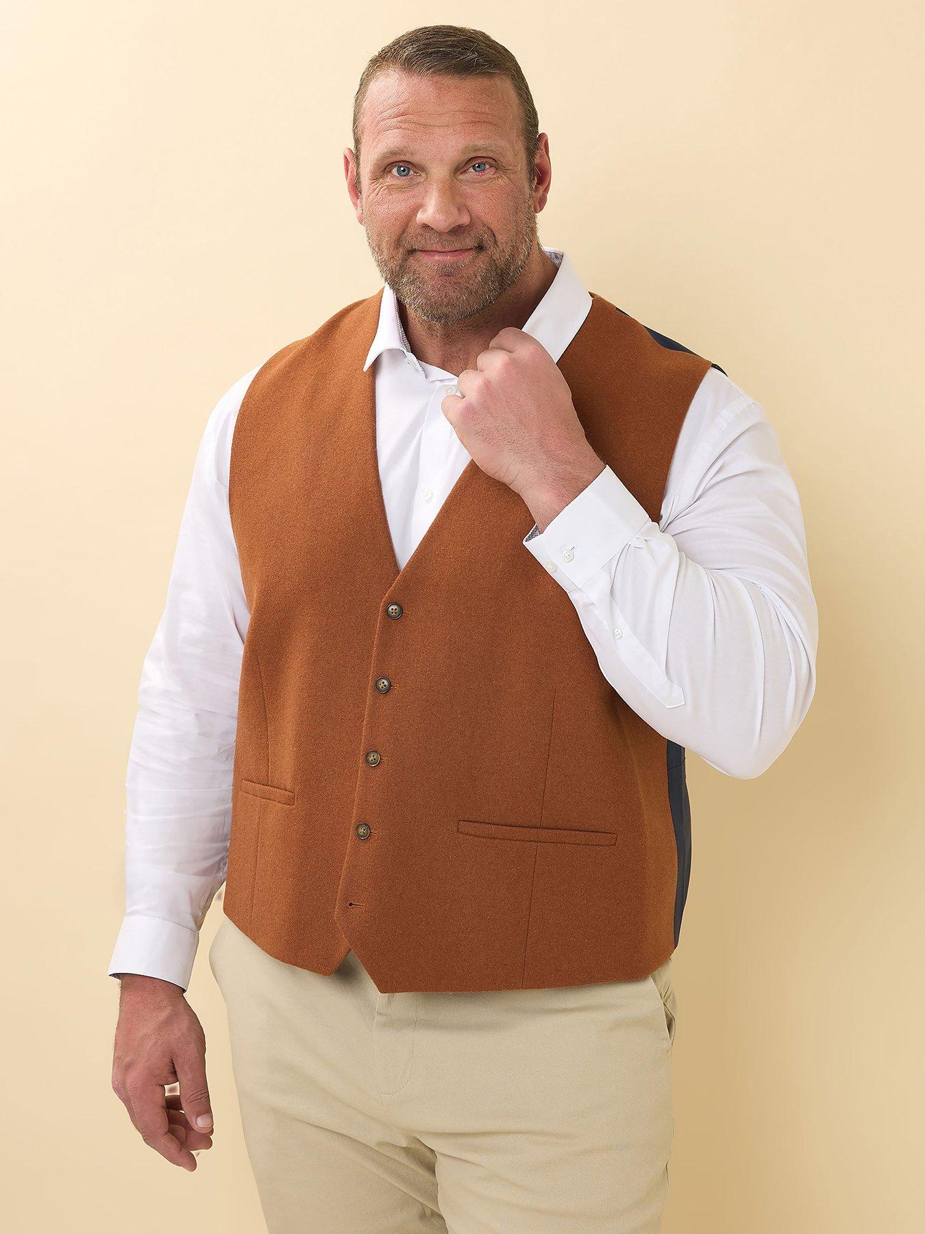 undefined BadRhino Tailoring Big  &  Tall Rust Orange Tweed Waistcoat
