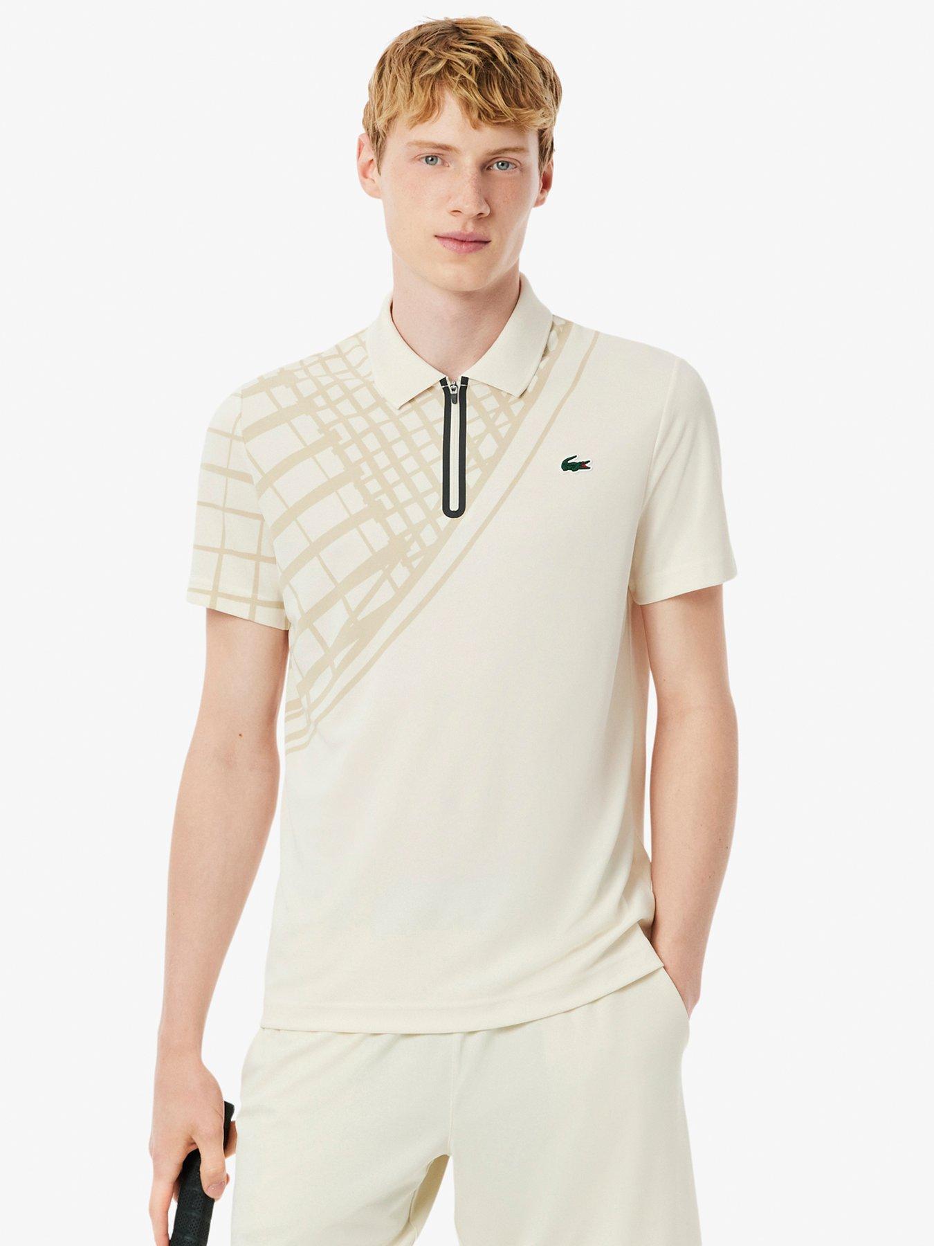 Lacoste Tennis Performance Polo Shirt- Cream, Cream, Size S, Men