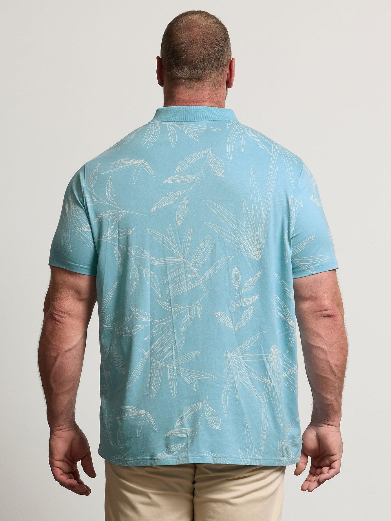 Badrhino Leaf Print Polo Shirt - Blue