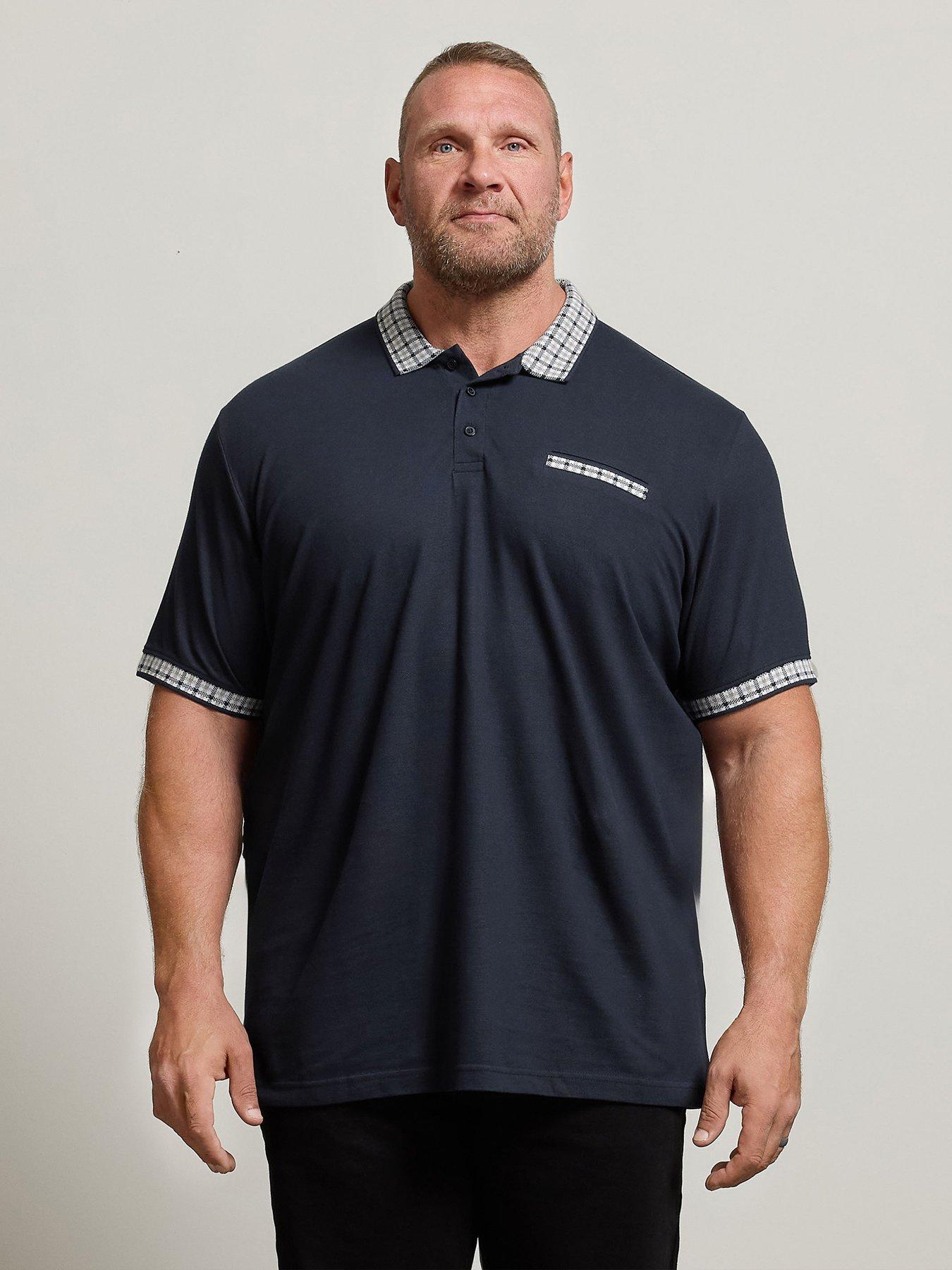 undefined Jacquard Checked Collar Polo Shirt - Blue