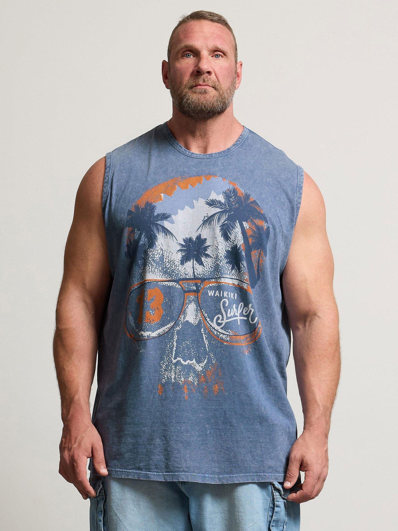 BadRhino Acid Wash Graphic Vest, Blue, Size 4Xl, Men
