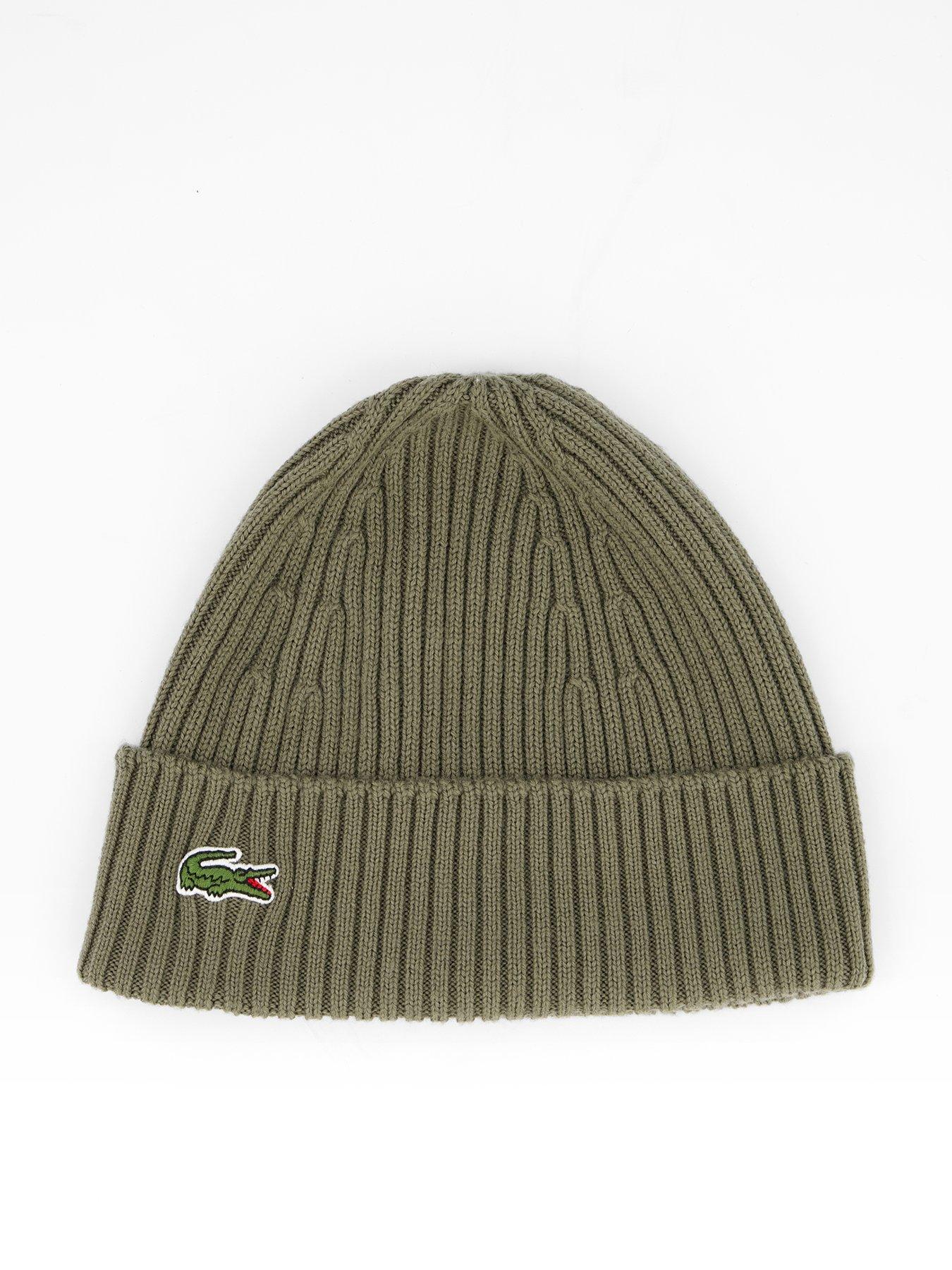 Lacoste Ribbed Knitted Beanie- Khaki