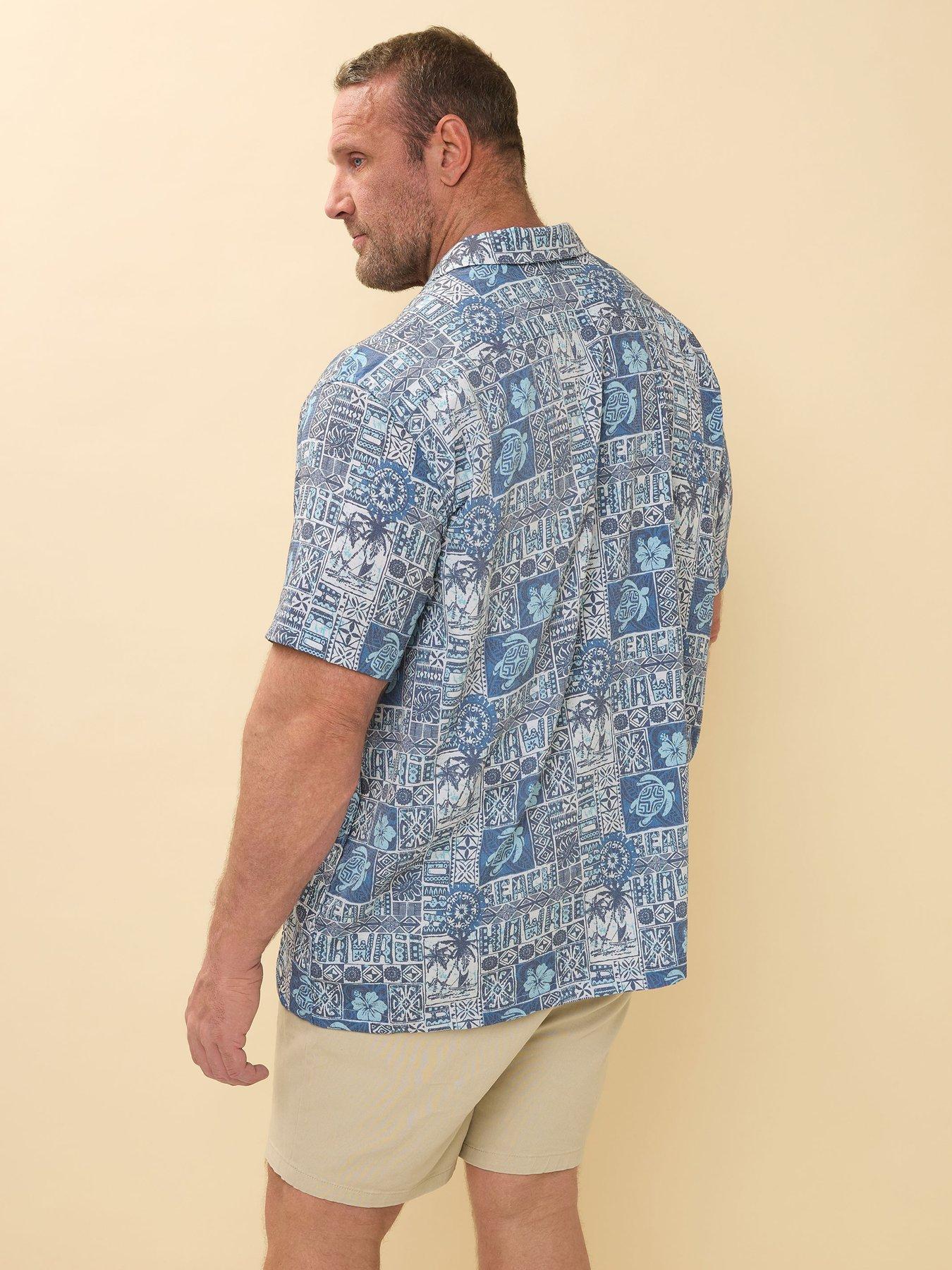 Image 2 of 4 of BadRhino Seersucker Turtle Short Sleeve Shirt - Blue