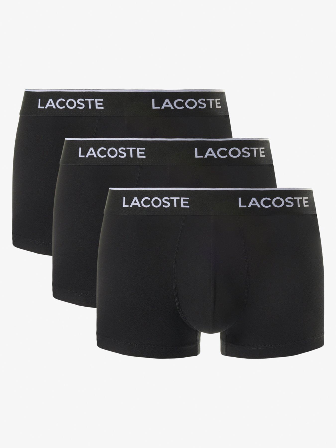Image 1 of 3 of Lacoste 3 Pack Cotton Trunks- Black