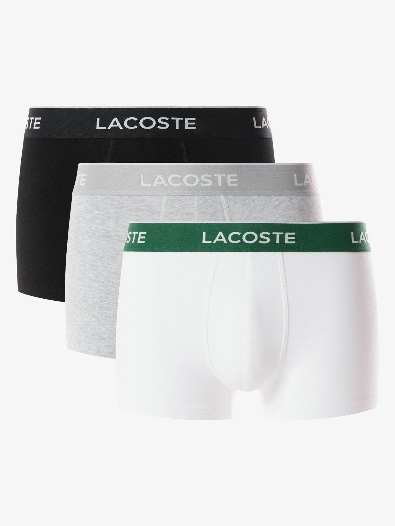 Image 1 of 4 of Lacoste 3 Pack Cotton Trunks - White Multi