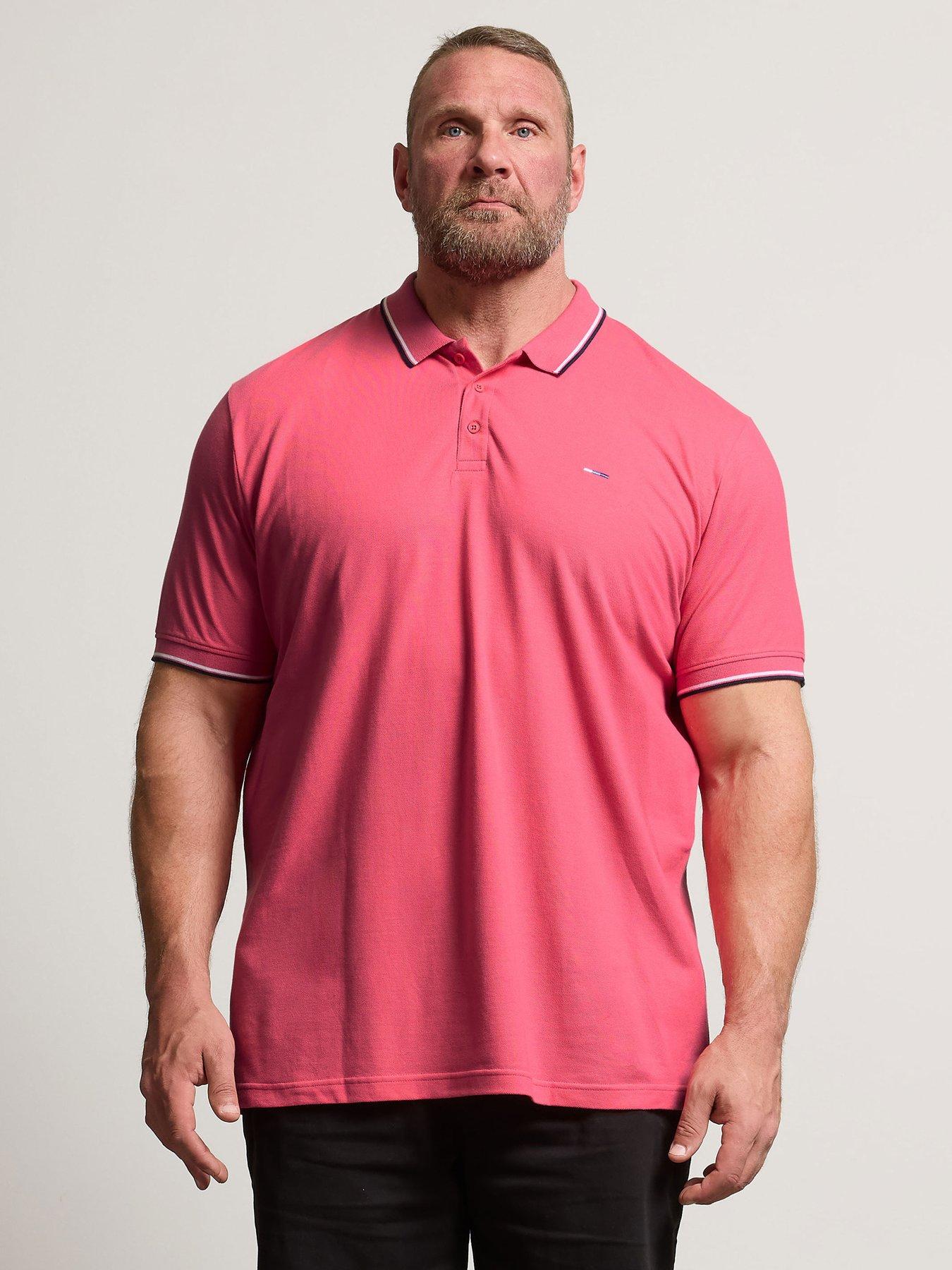 BadRhino Pique Tipped Polo Shirt, Pink, Size 4Xl, Men