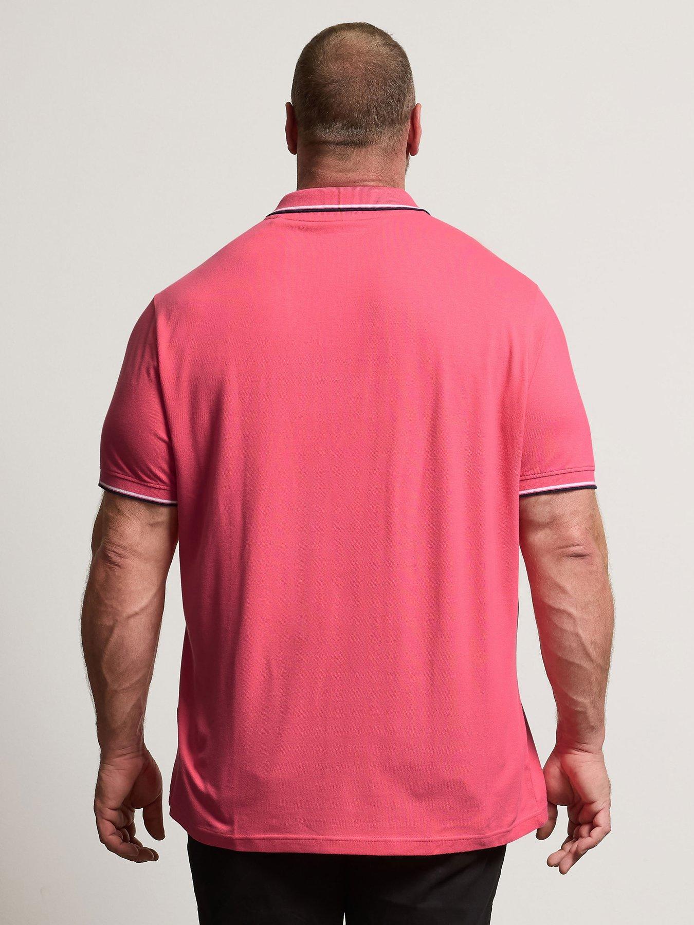 Image 2 of 6 of BadRhino Pique Tipped Polo Shirt - Salmon