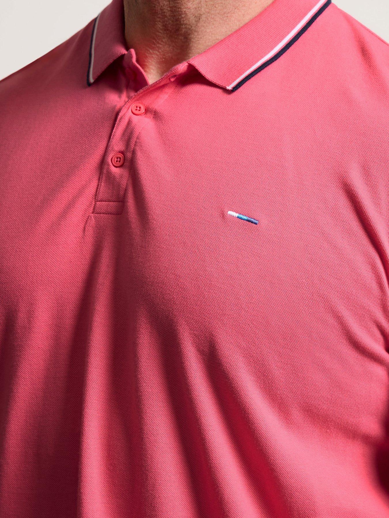 Image 4 of 6 of BadRhino Pique Tipped Polo Shirt - Salmon