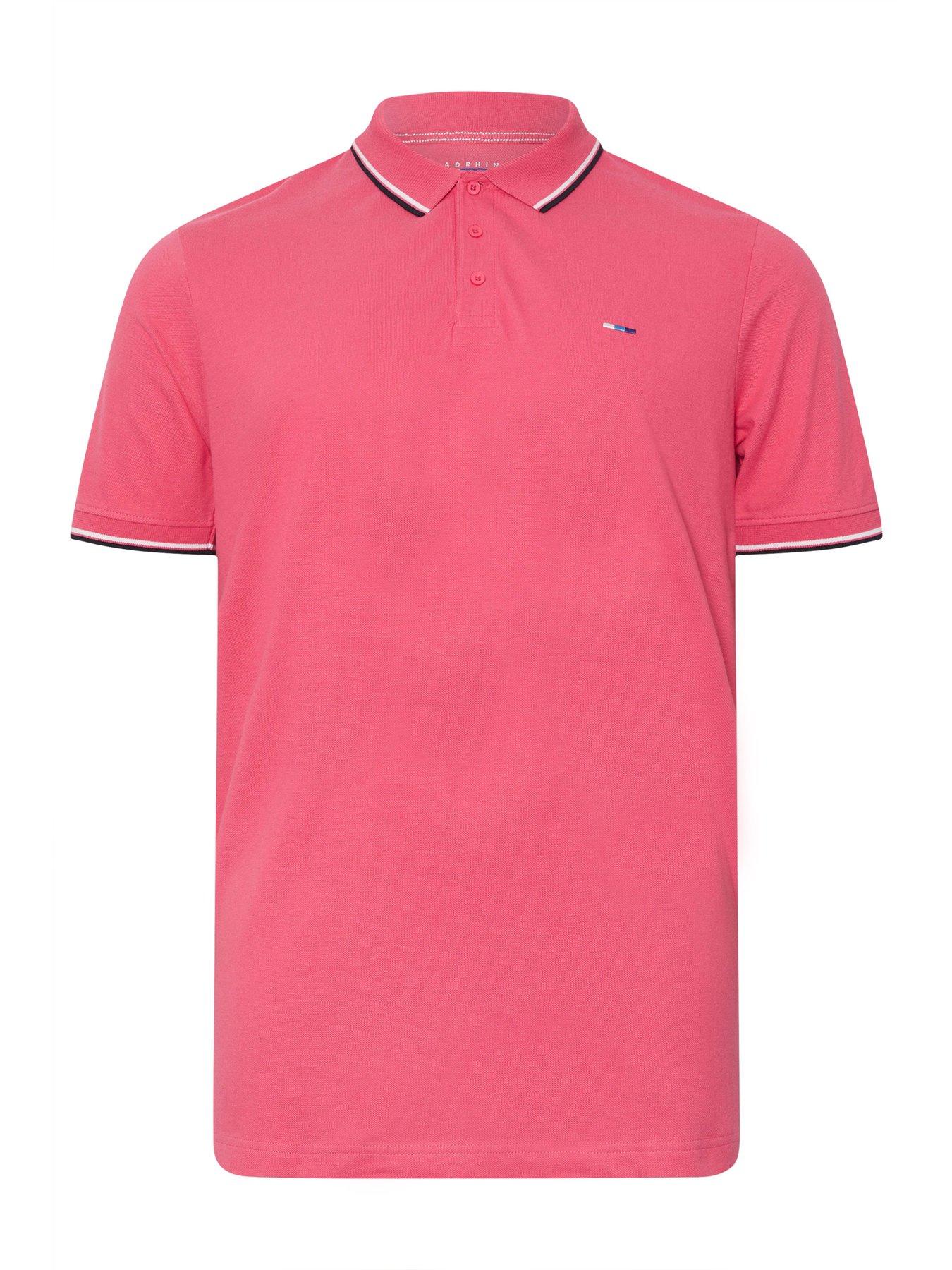 Image 5 of 6 of BadRhino Pique Tipped Polo Shirt - Salmon