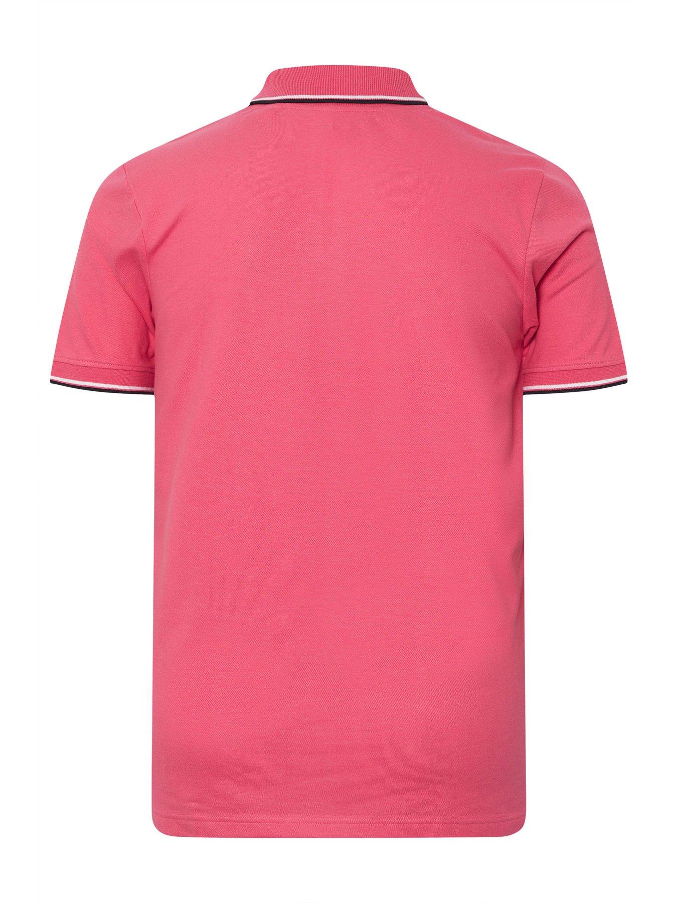 Image 6 of 6 of BadRhino Pique Tipped Polo Shirt - Salmon