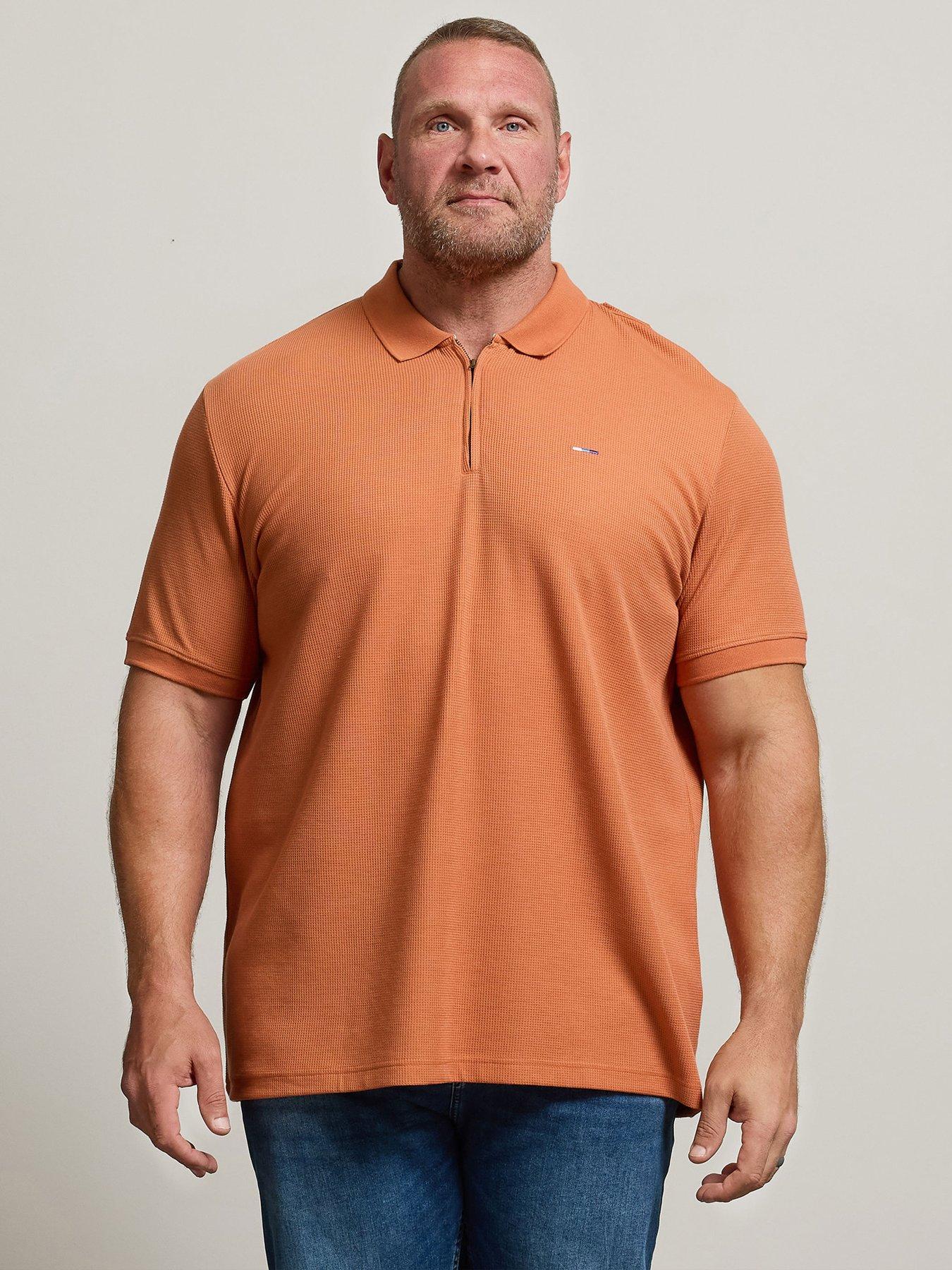 Badrhino Waffle Texture Zip Polo Shirt - Orange