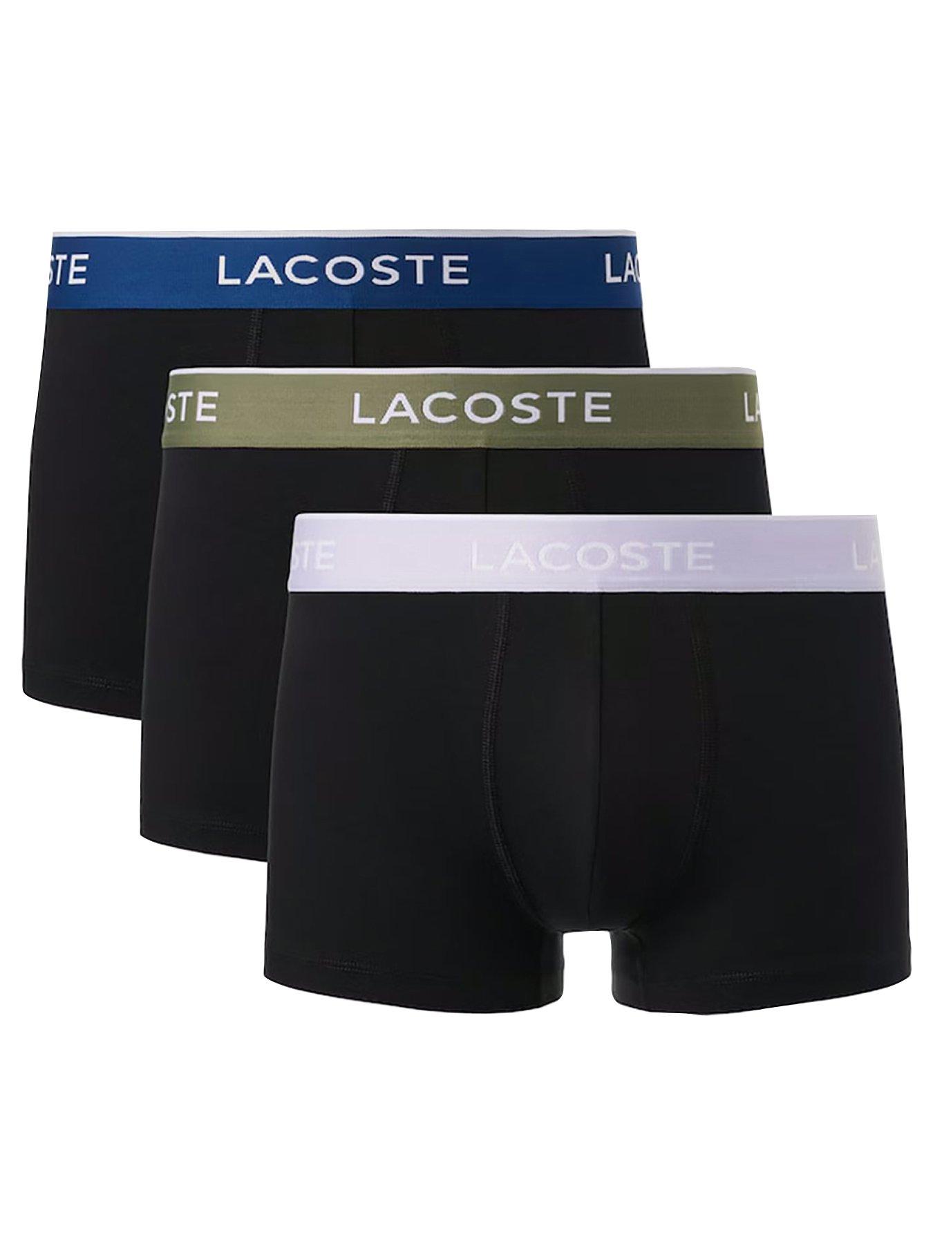Lacoste 3 Pack Cotton Trunks- Black