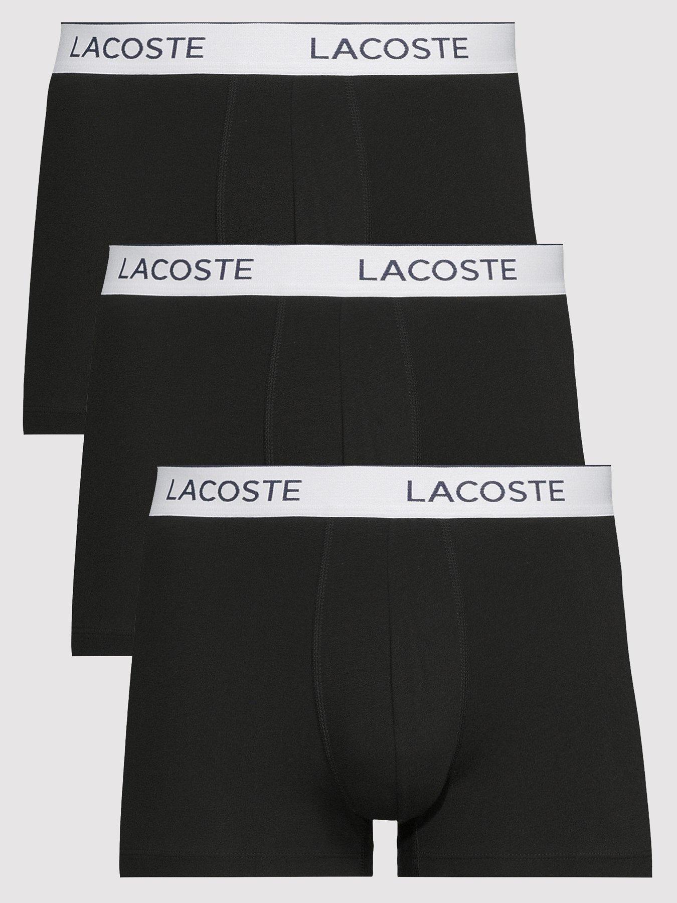 Lacoste 3 Pack Cotton Trunks- Black