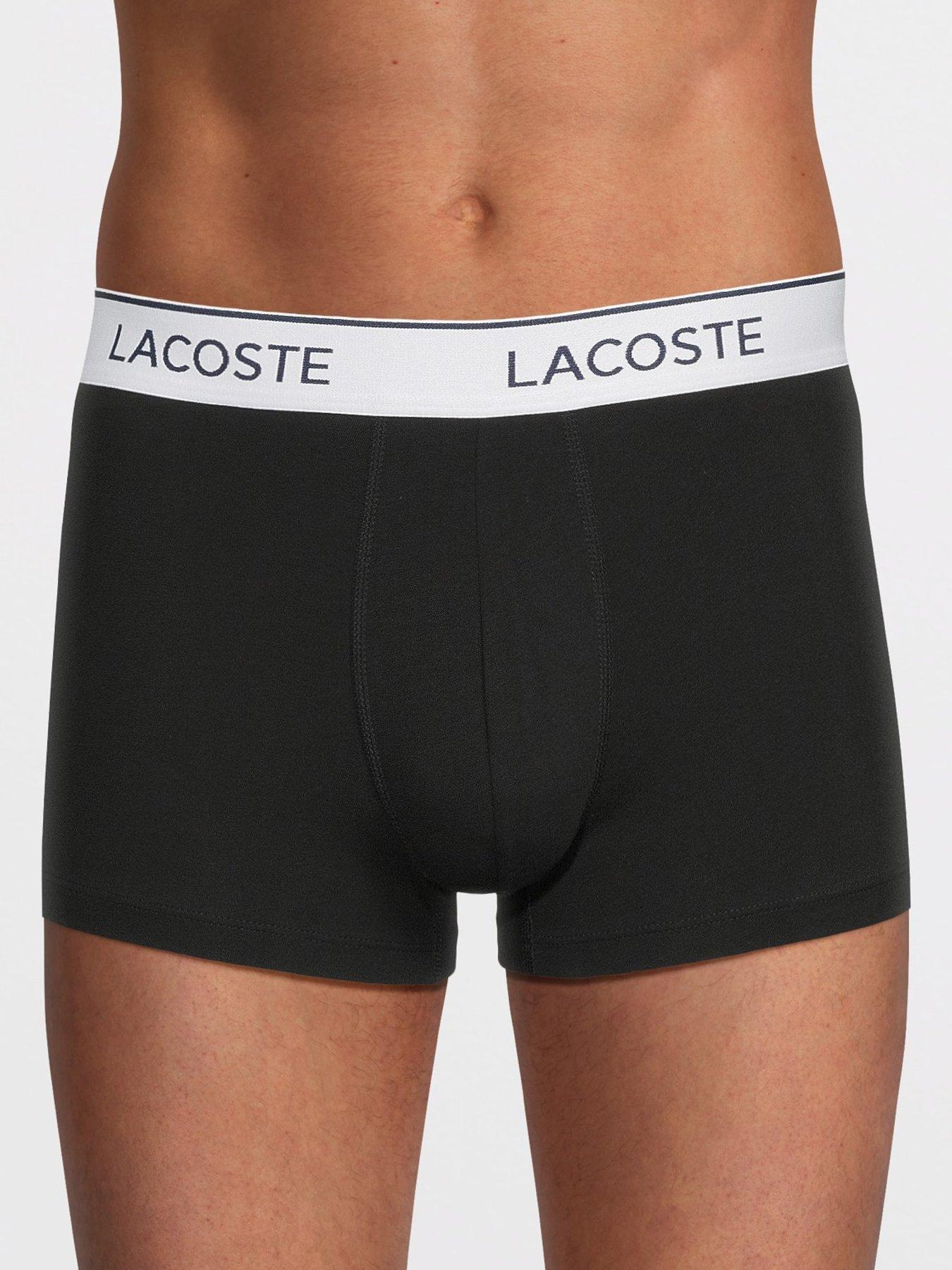 Image 2 of 3 of Lacoste 3 Pack Cotton Trunks- Black