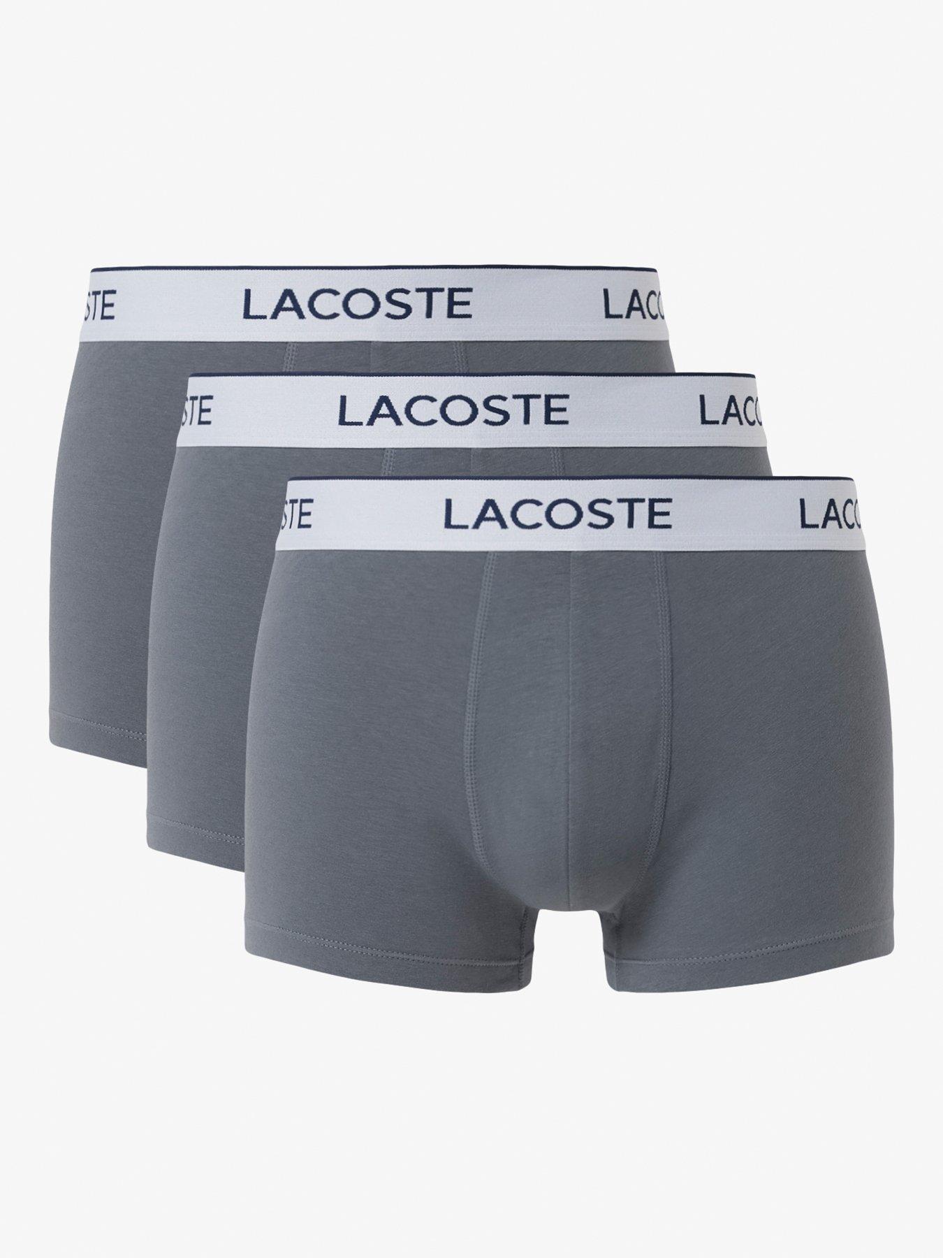 Lacoste 3 Pack Cotton Trunks- Grey