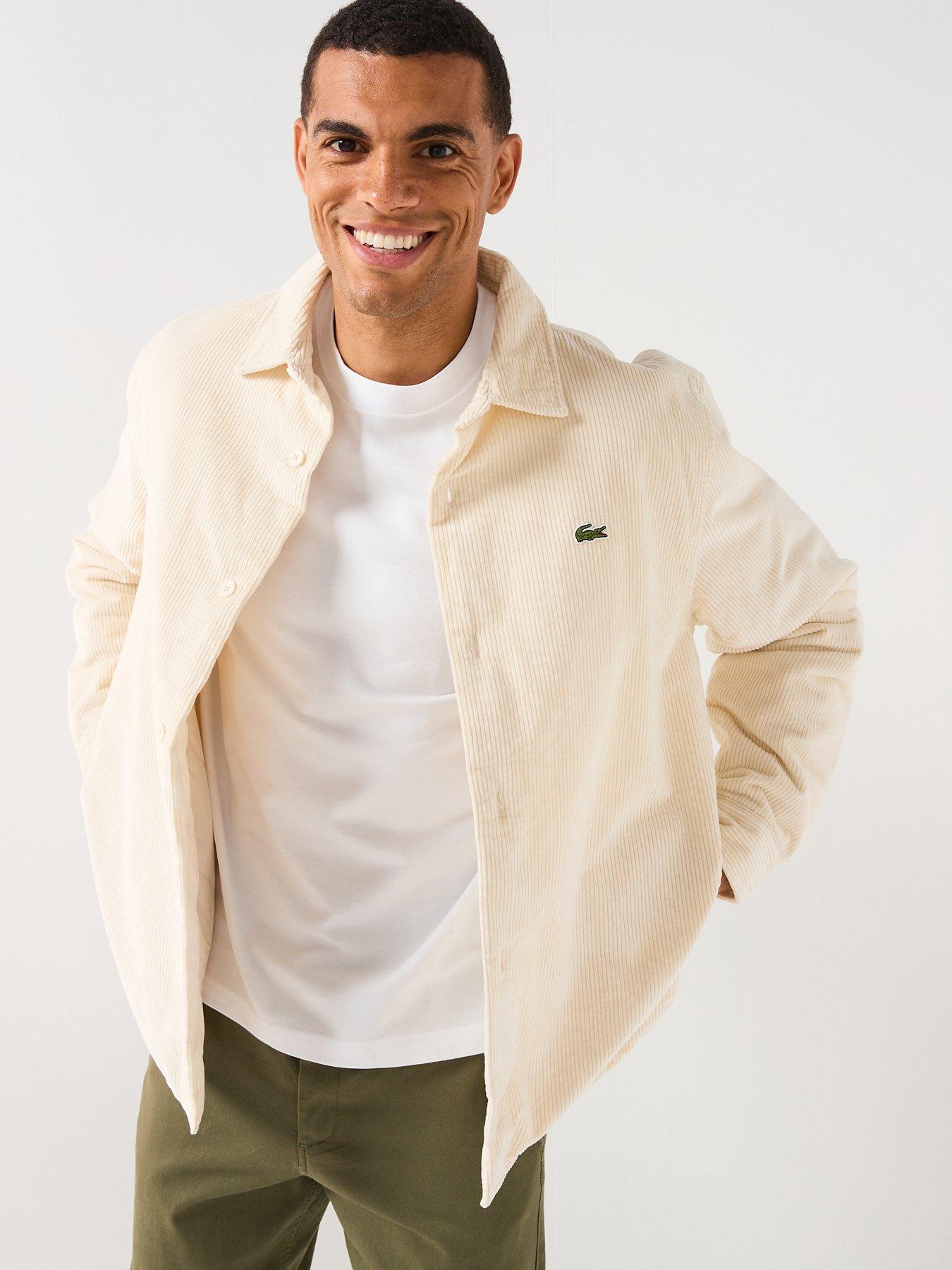 Lacoste Lacoste Quilted Corduroy Overshirt- Cream