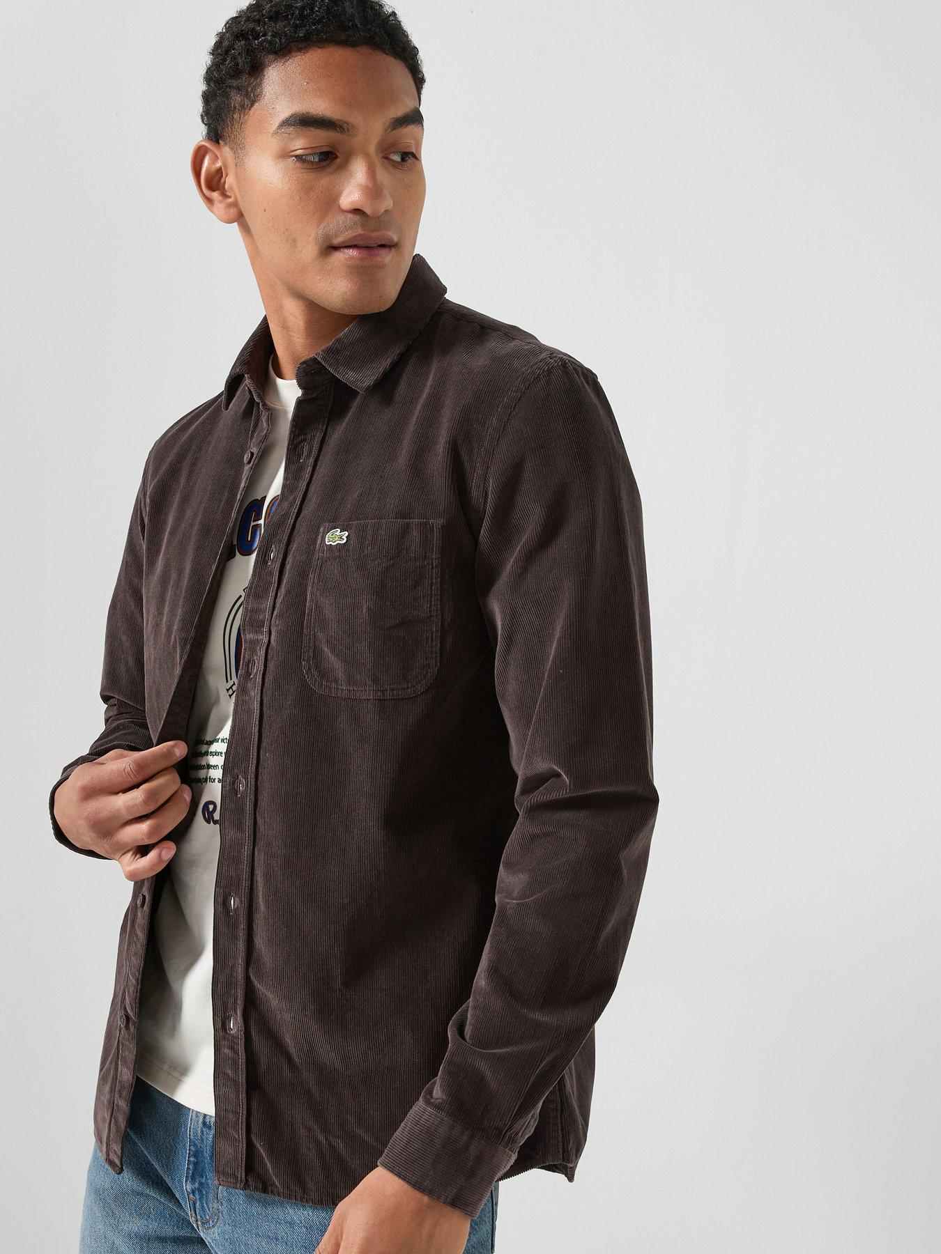 lacoste-regular-fit-corduroy-shirt--brown