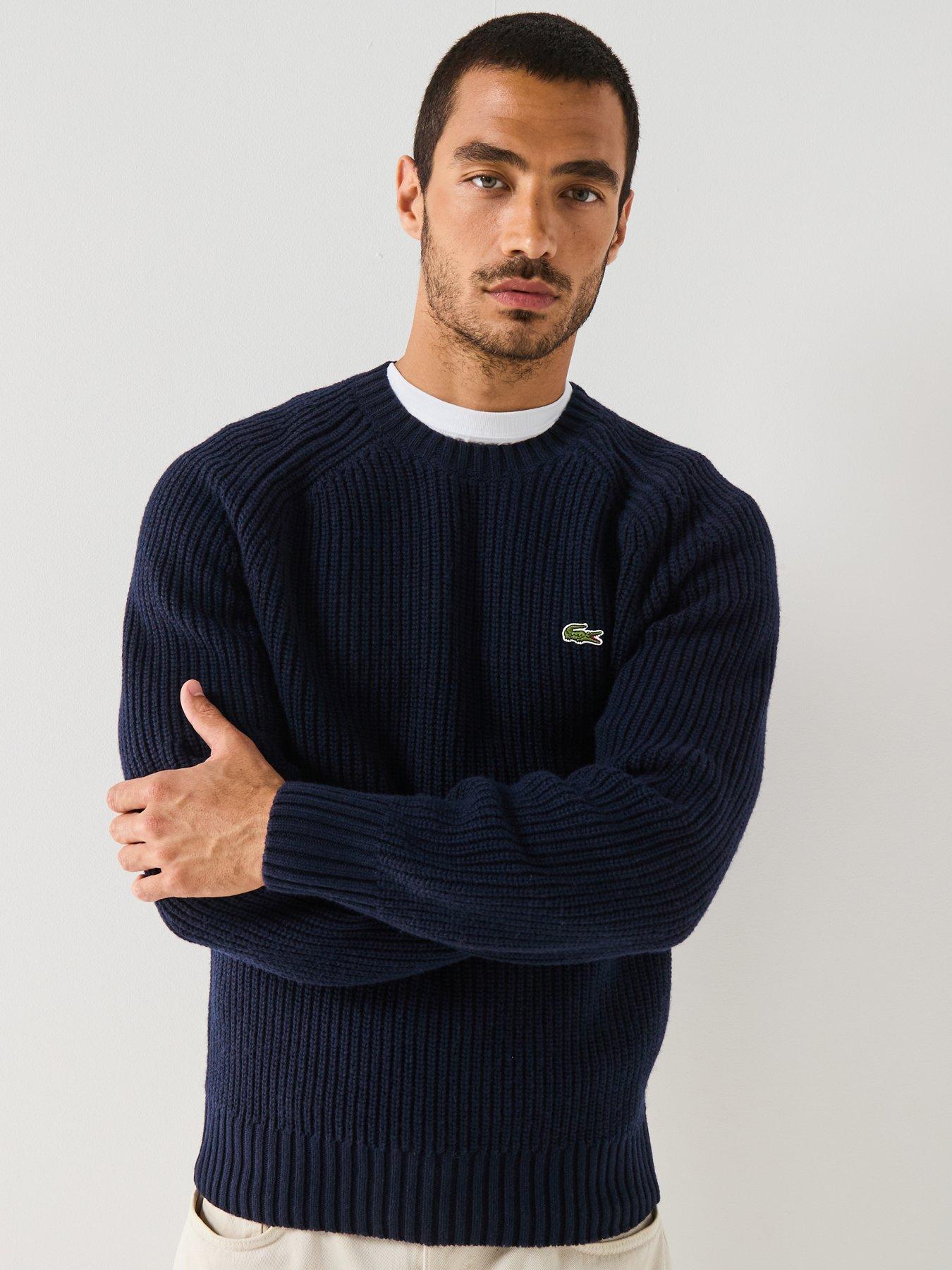 Lacoste Heavyweight Rib Crew Neck Knitted Jumper Navy Very