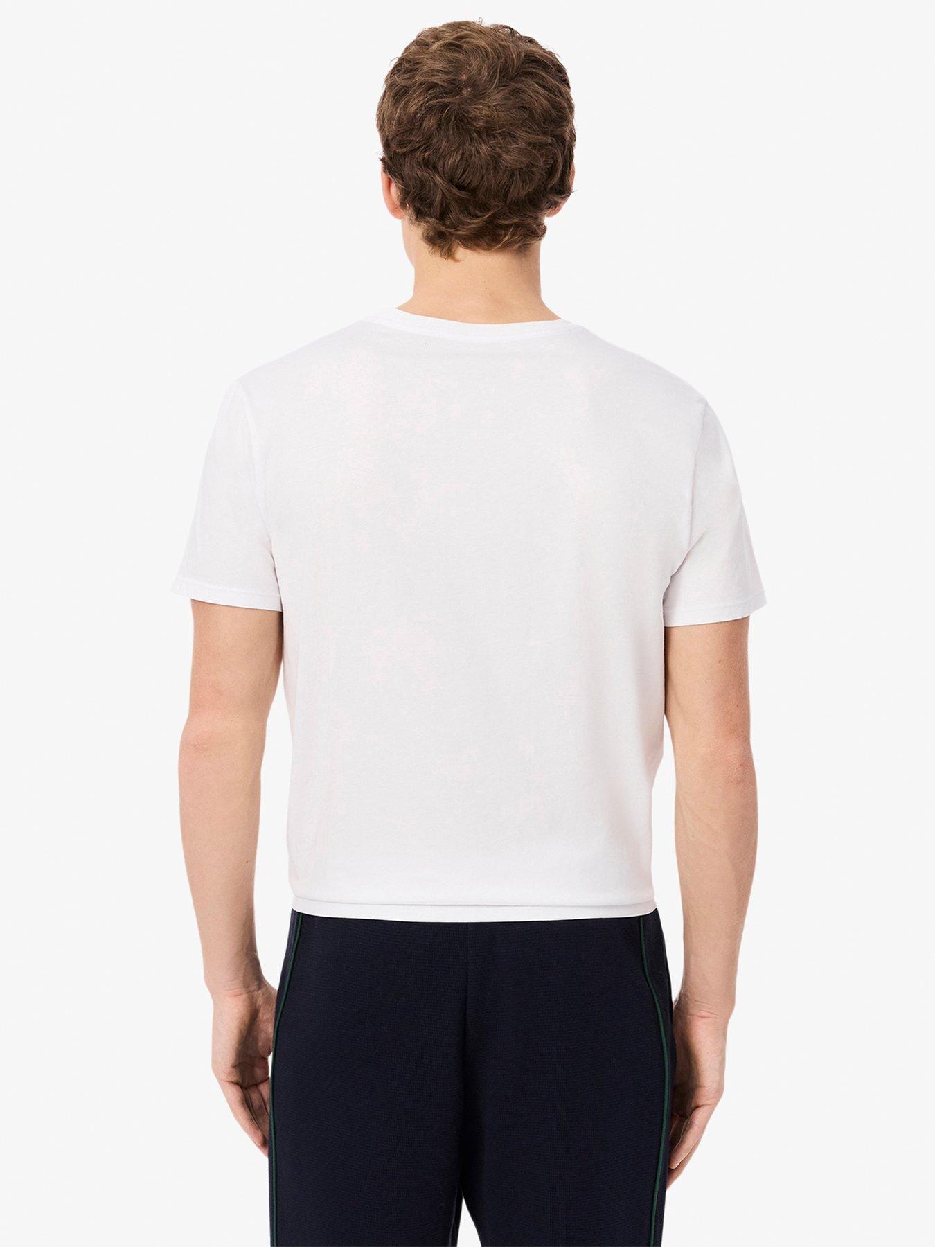 Image 2 of 6 of Lacoste Standard Fit 3 Pack T-shirts - White