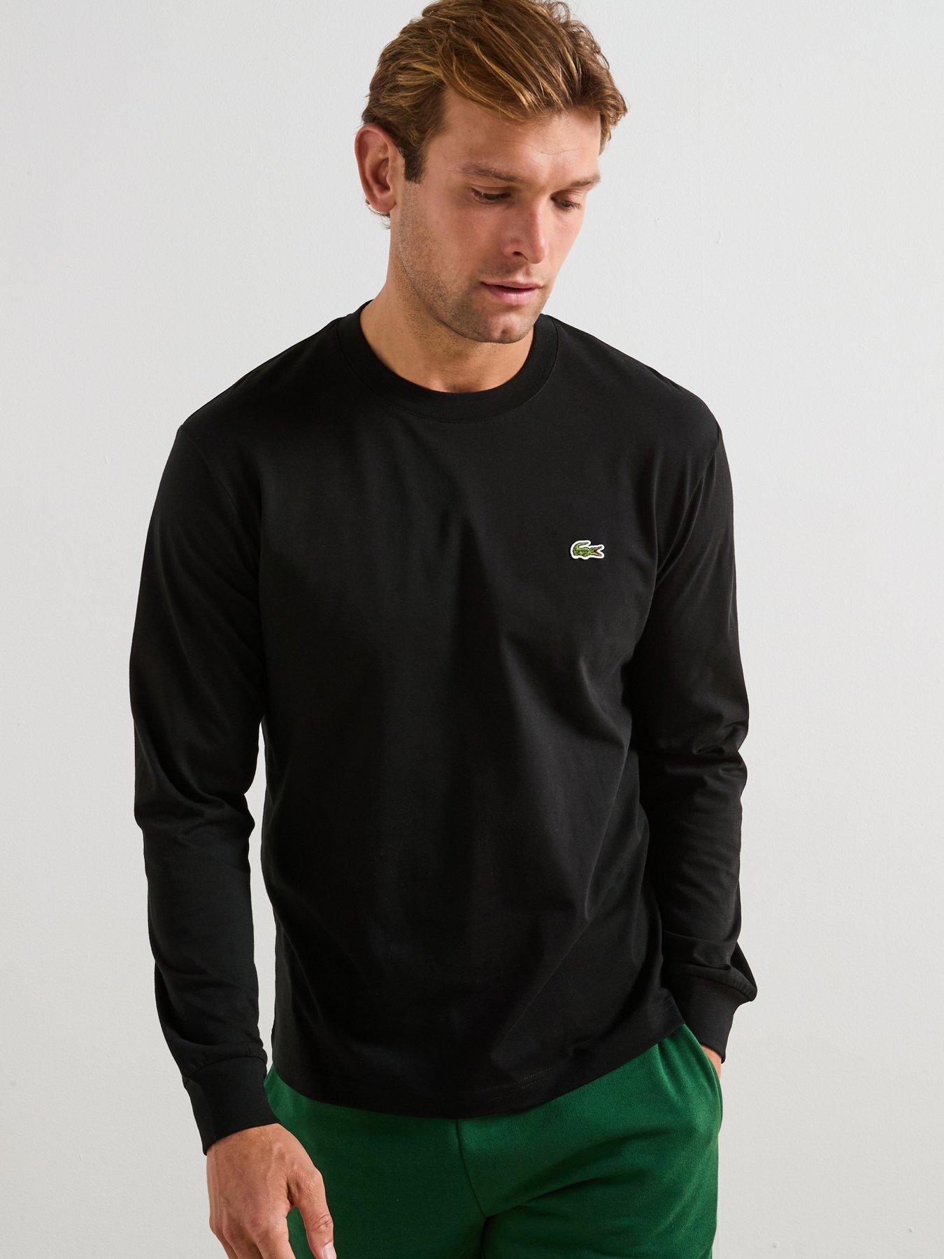 Lacoste Long Sleeved Cotton T-shirt- Black