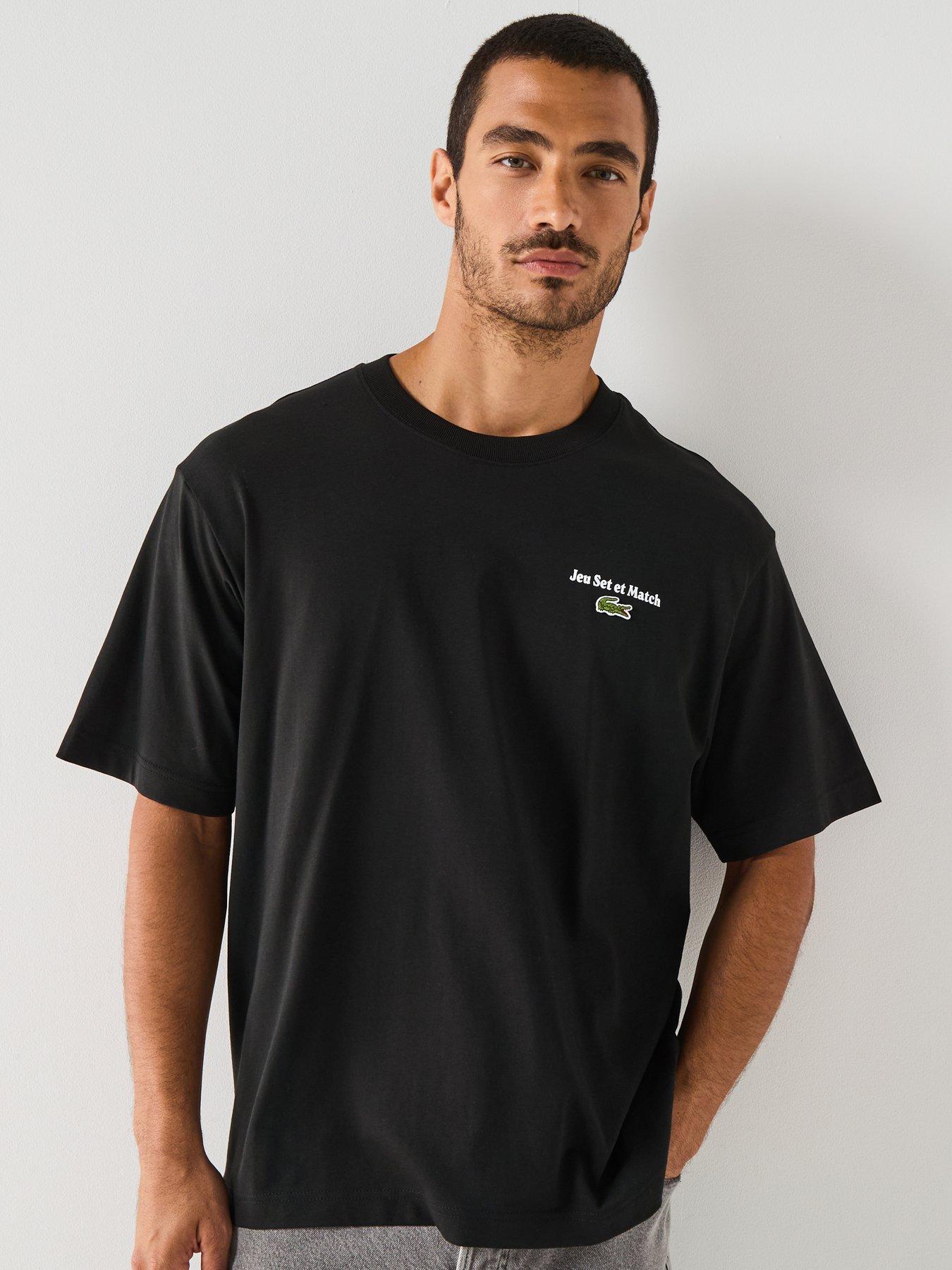 undefined Lacoste Loose Fit Heavy Jersey Backprint T-shirt- Black