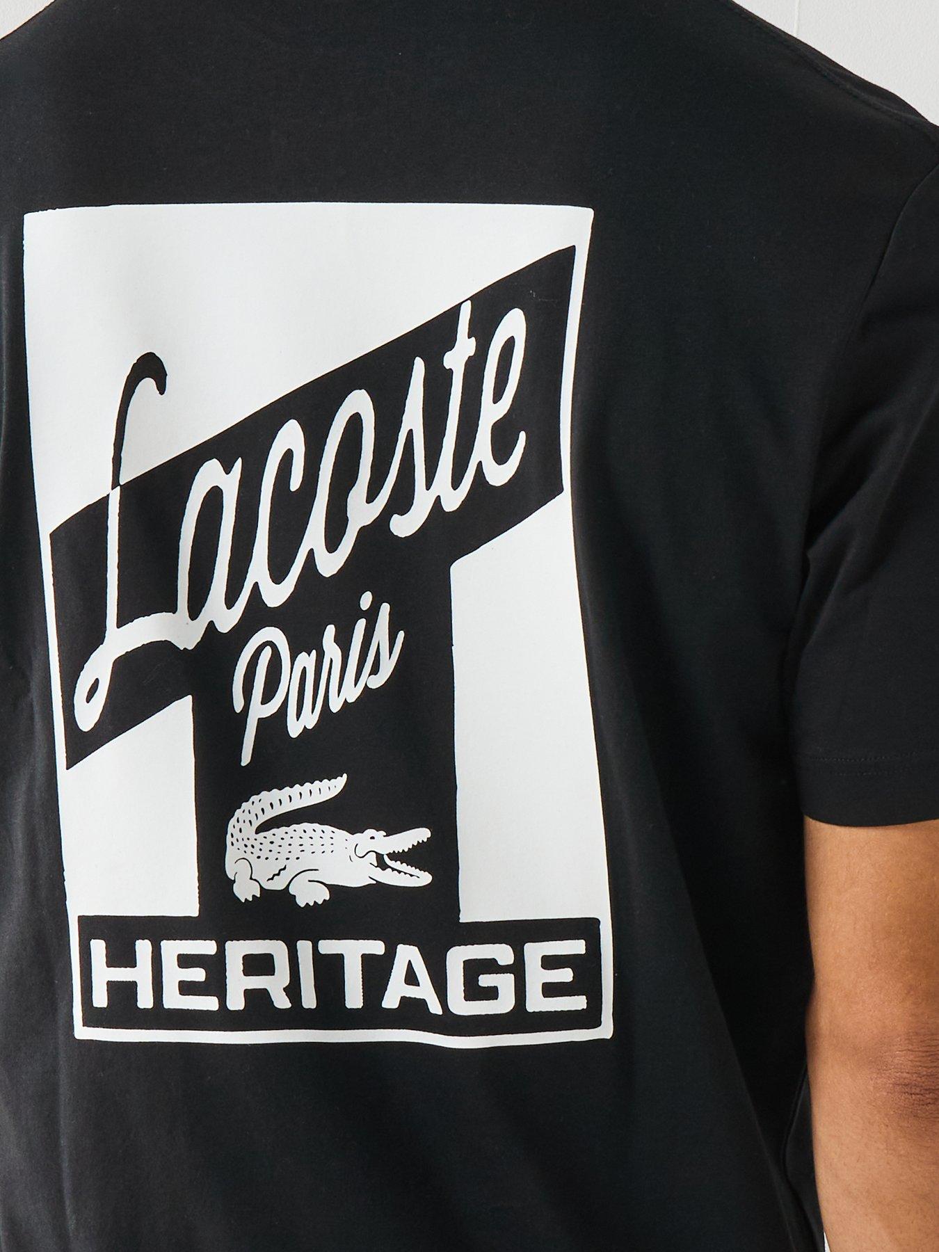 Image 4 of 6 of Lacoste Regular Fit Heavy Jersey Backprint T-shirt&nbsp;- Black