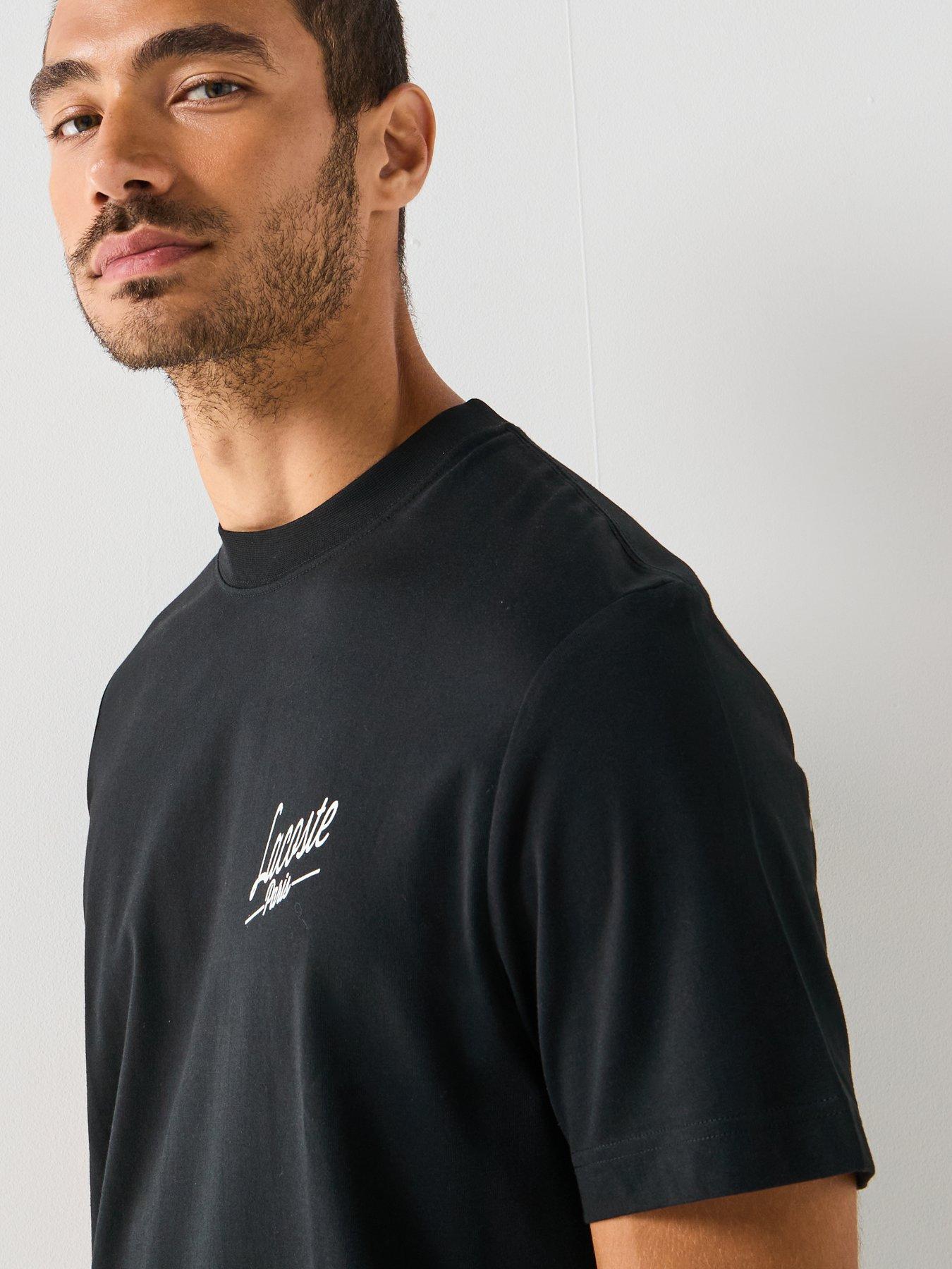 Image 5 of 6 of Lacoste Regular Fit Heavy Jersey Backprint T-shirt&nbsp;- Black