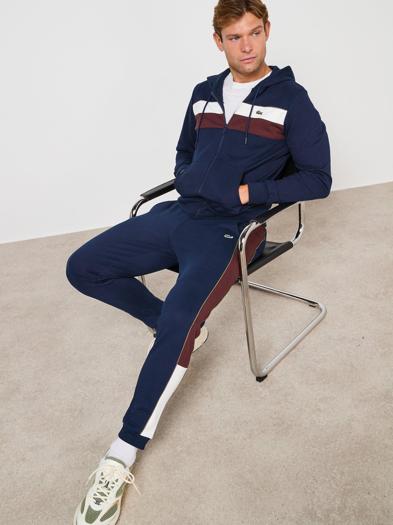 Image 4 of 6 of Lacoste Tapered Fit Colour Block Sweatpants - Navy