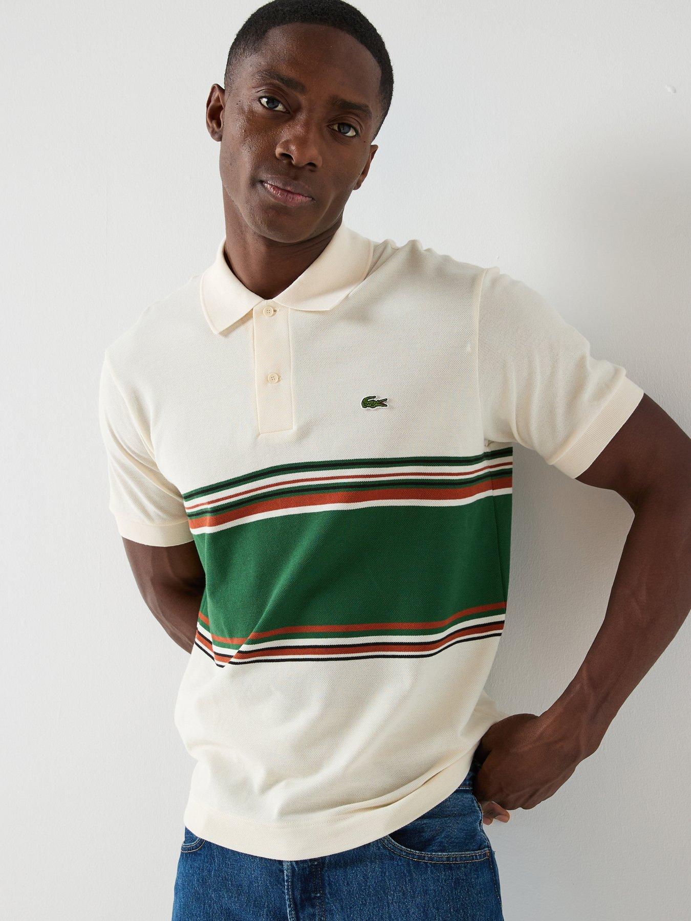 Lacoste French Made Striped Short Sleeve Polo Shirt - Cream
