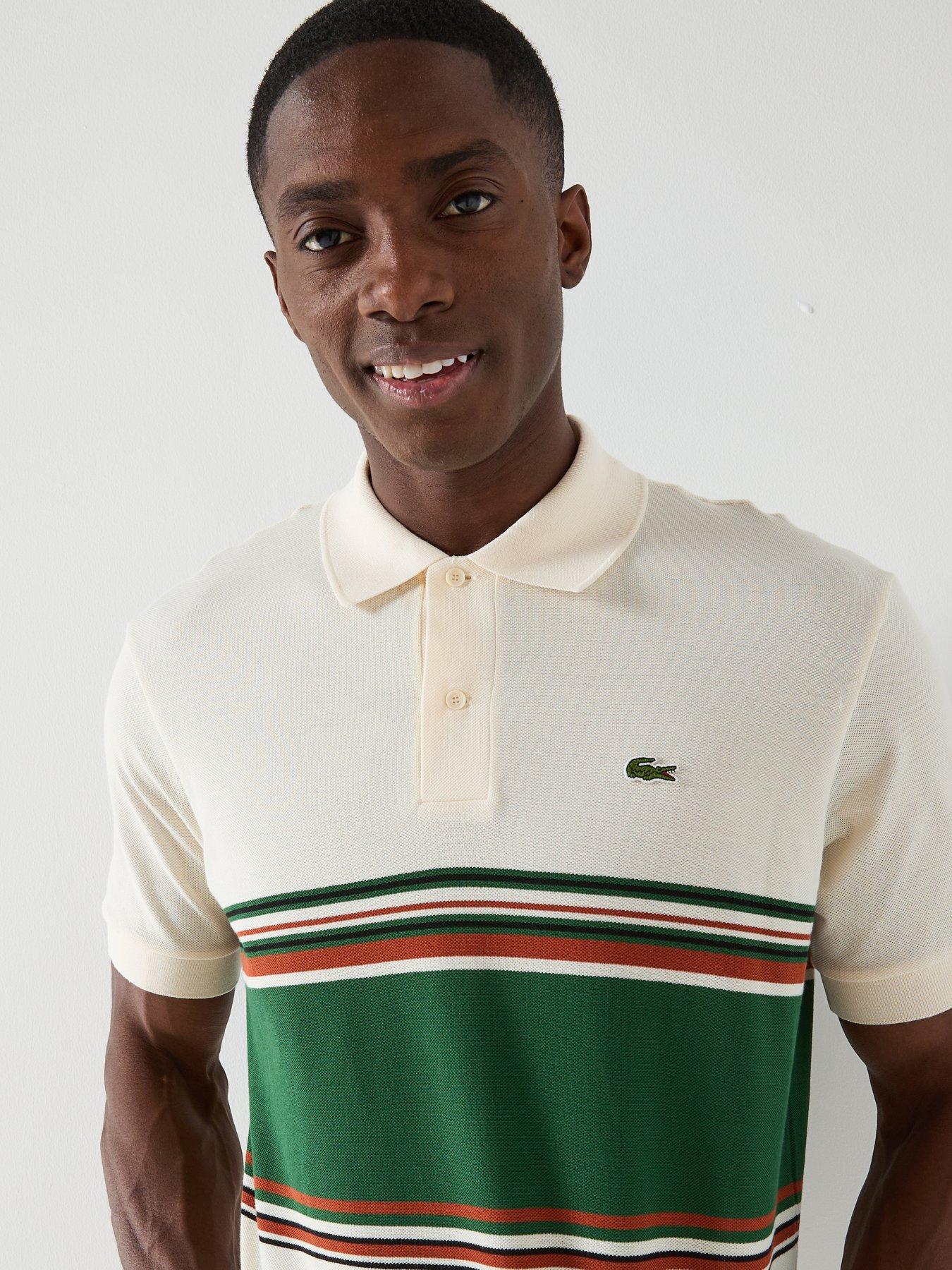 Lacoste French Made Striped Short Sleeve Polo Shirt - Cream | Very