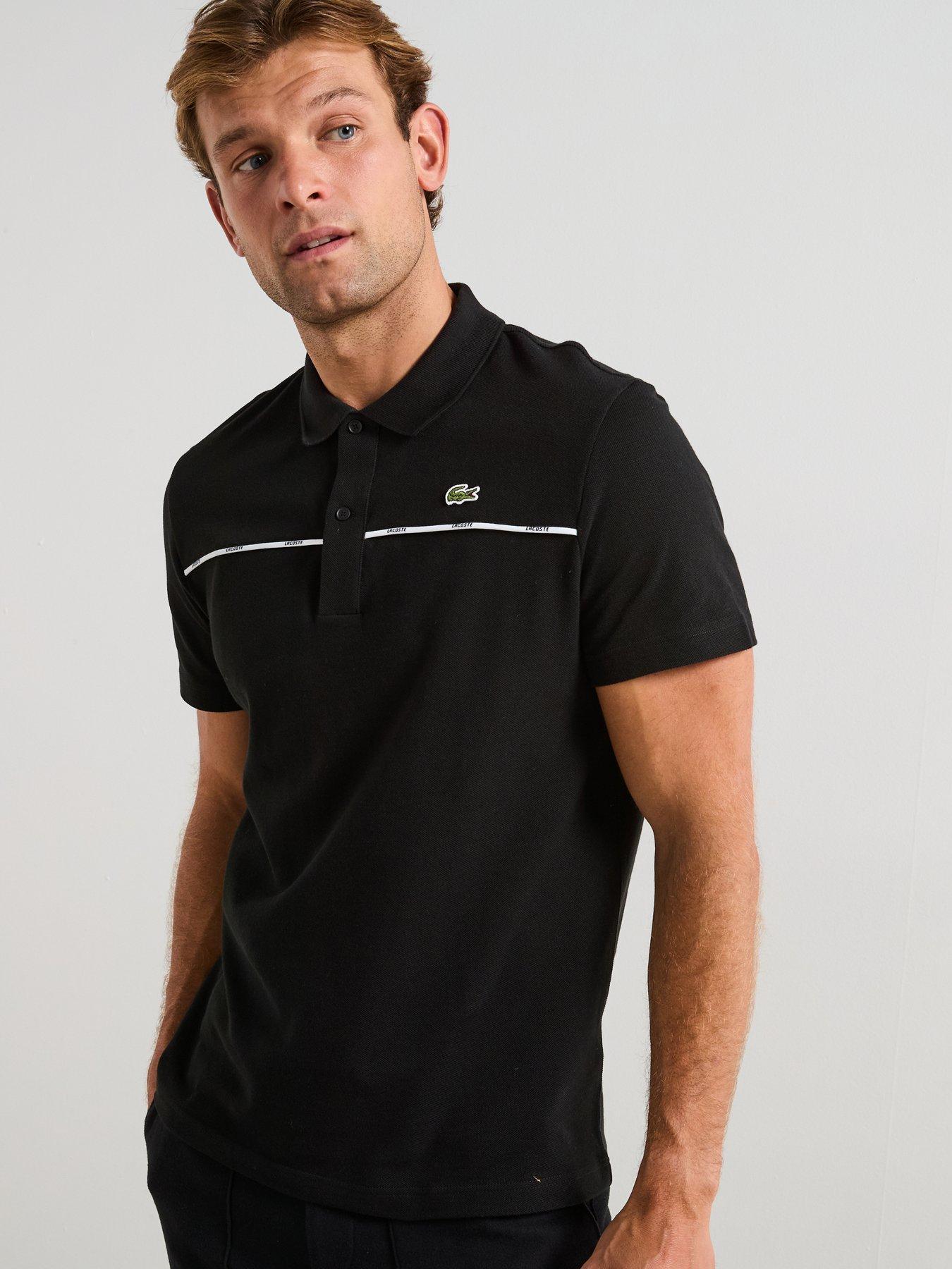 undefined L1212 Tipped Collar Piqué Taping Short Sleeve Polo Shirt- Black
