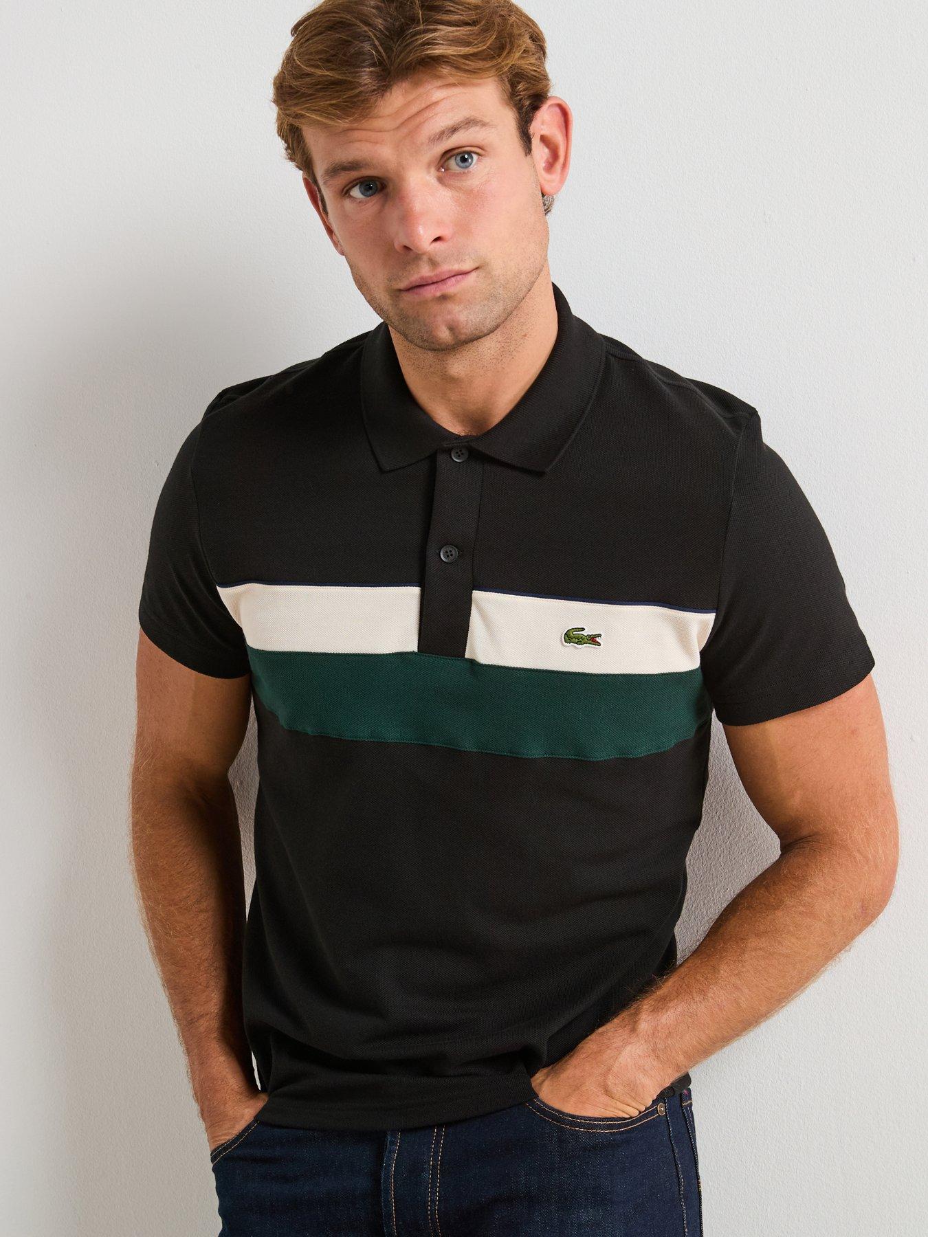 undefined Regular Fit Color Block Pique Short Sleeve Polo Shirt - Black