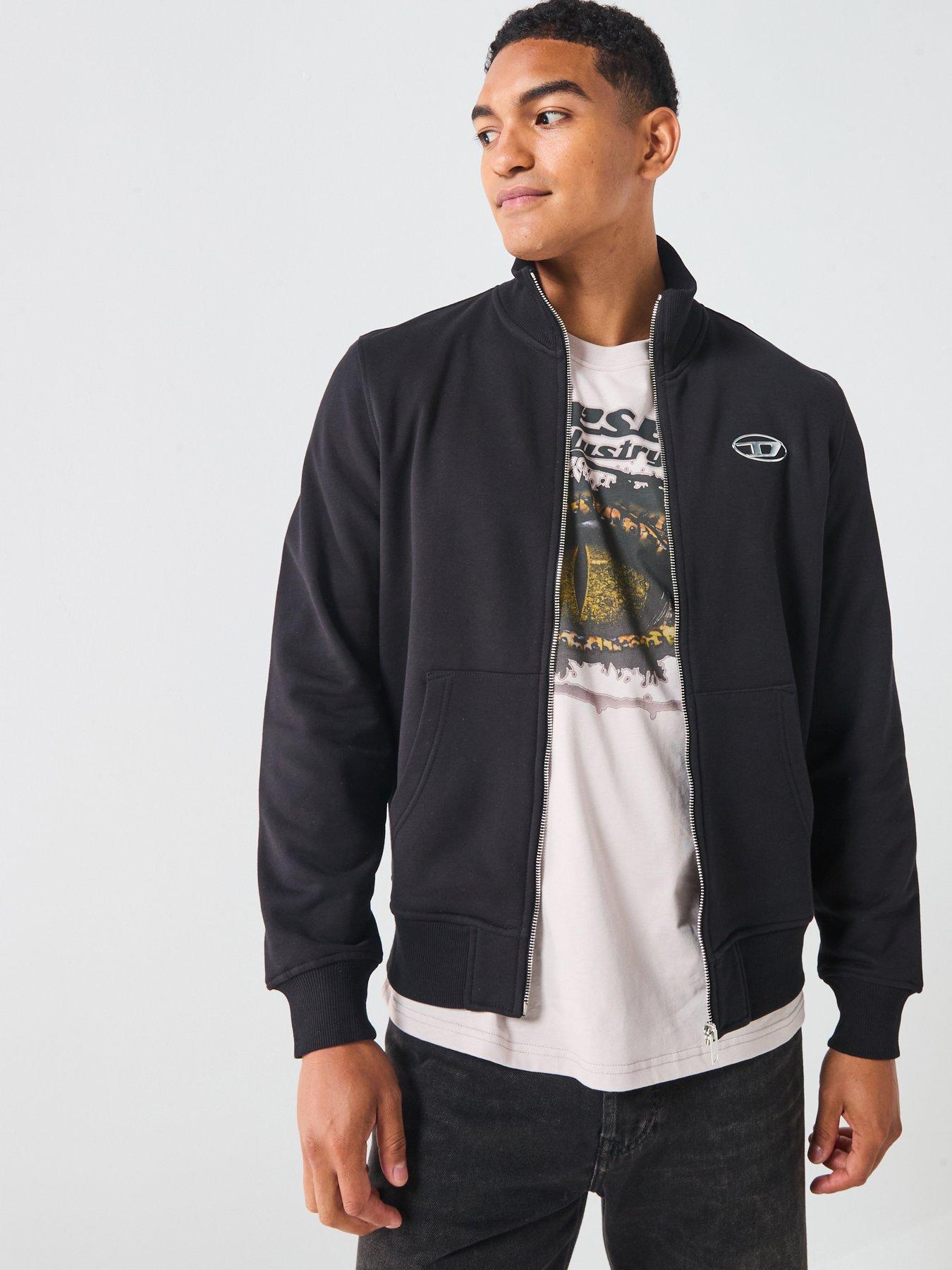 Diesel Silver D Oval Full Zip Sweatshirt - Black