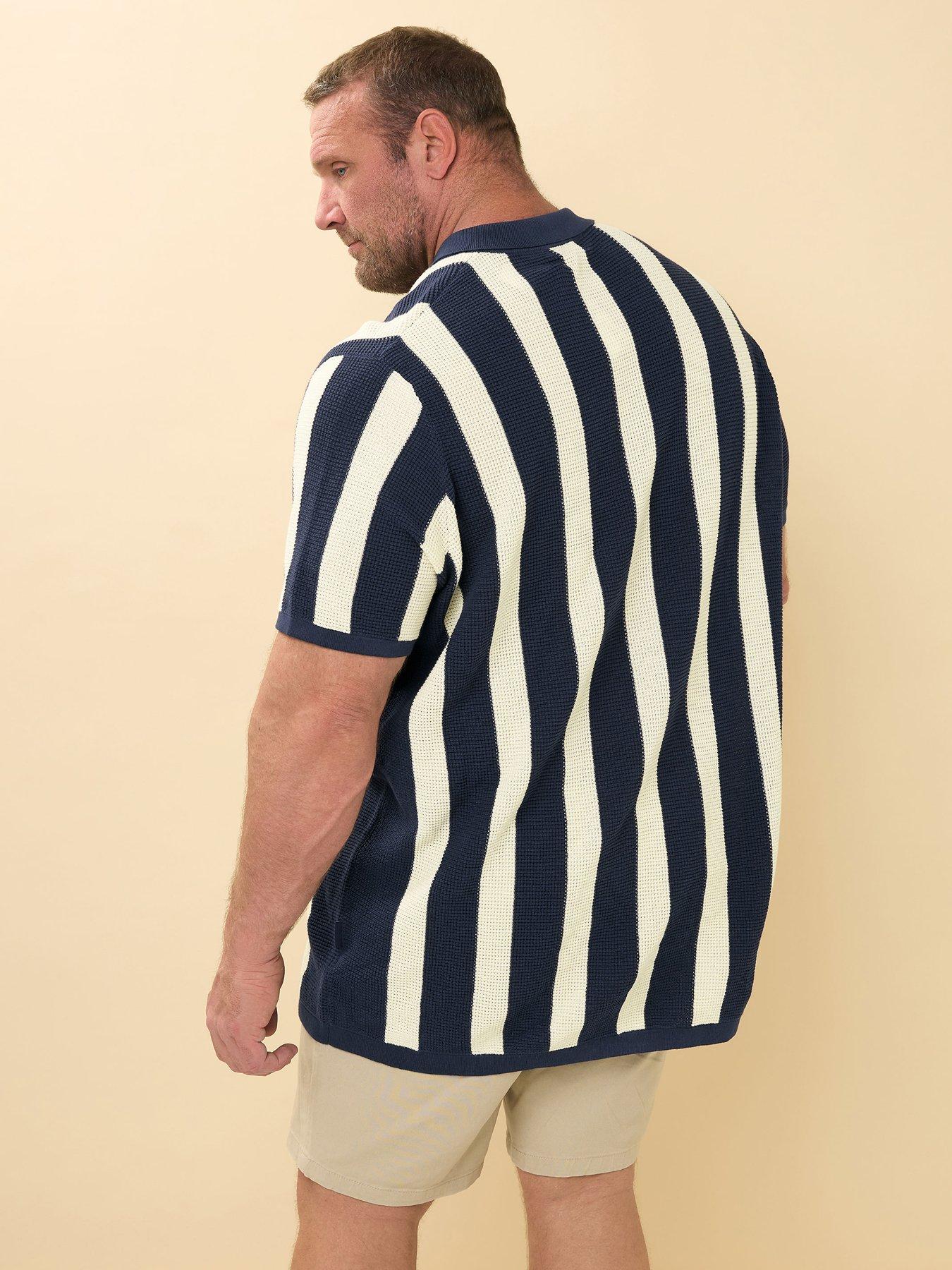 Image 2 of 4 of BadRhino Stripe Short Sleeve Knitted Shirt - Blue