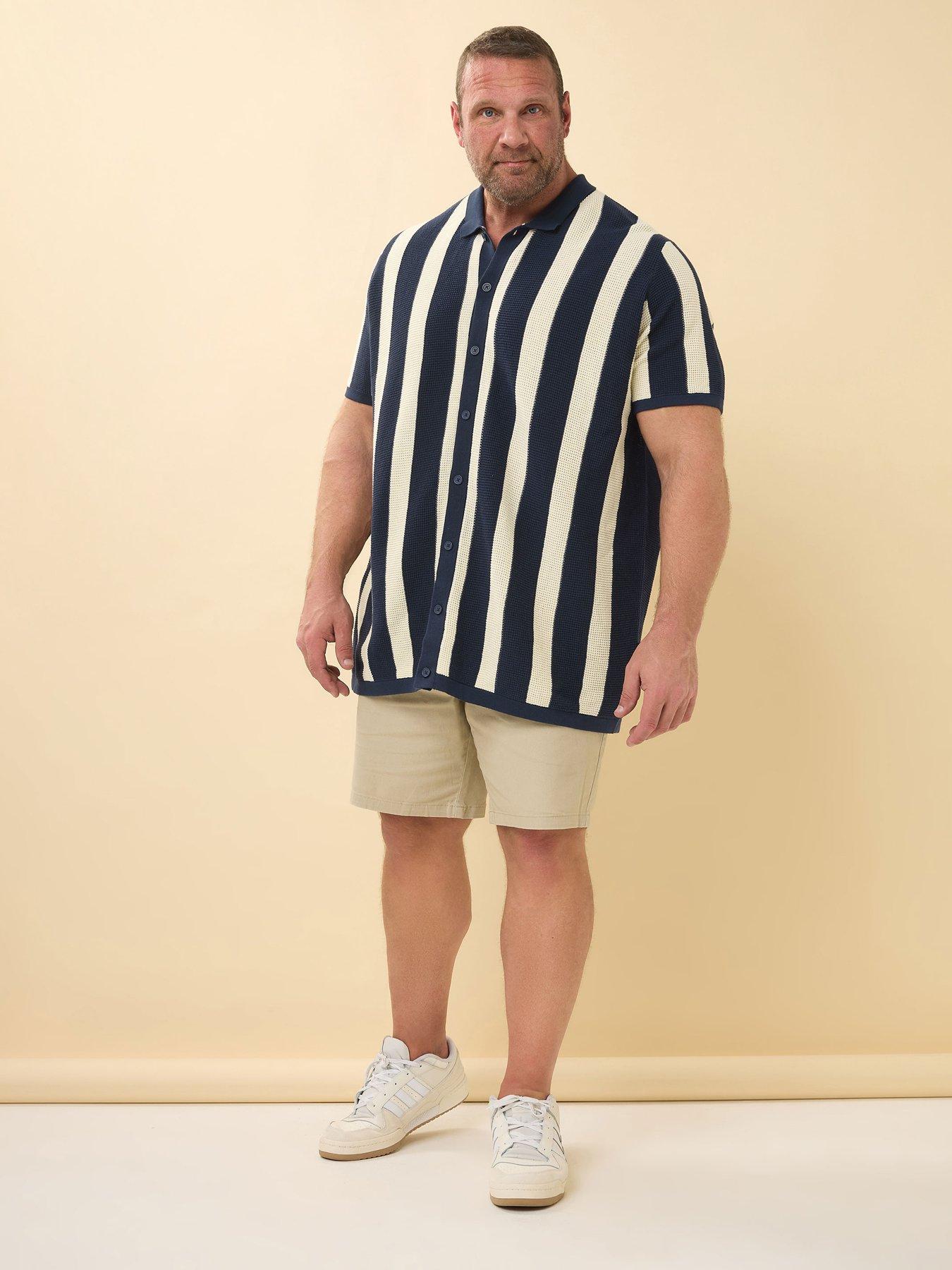 Image 3 of 4 of BadRhino Stripe Short Sleeve Knitted Shirt - Blue