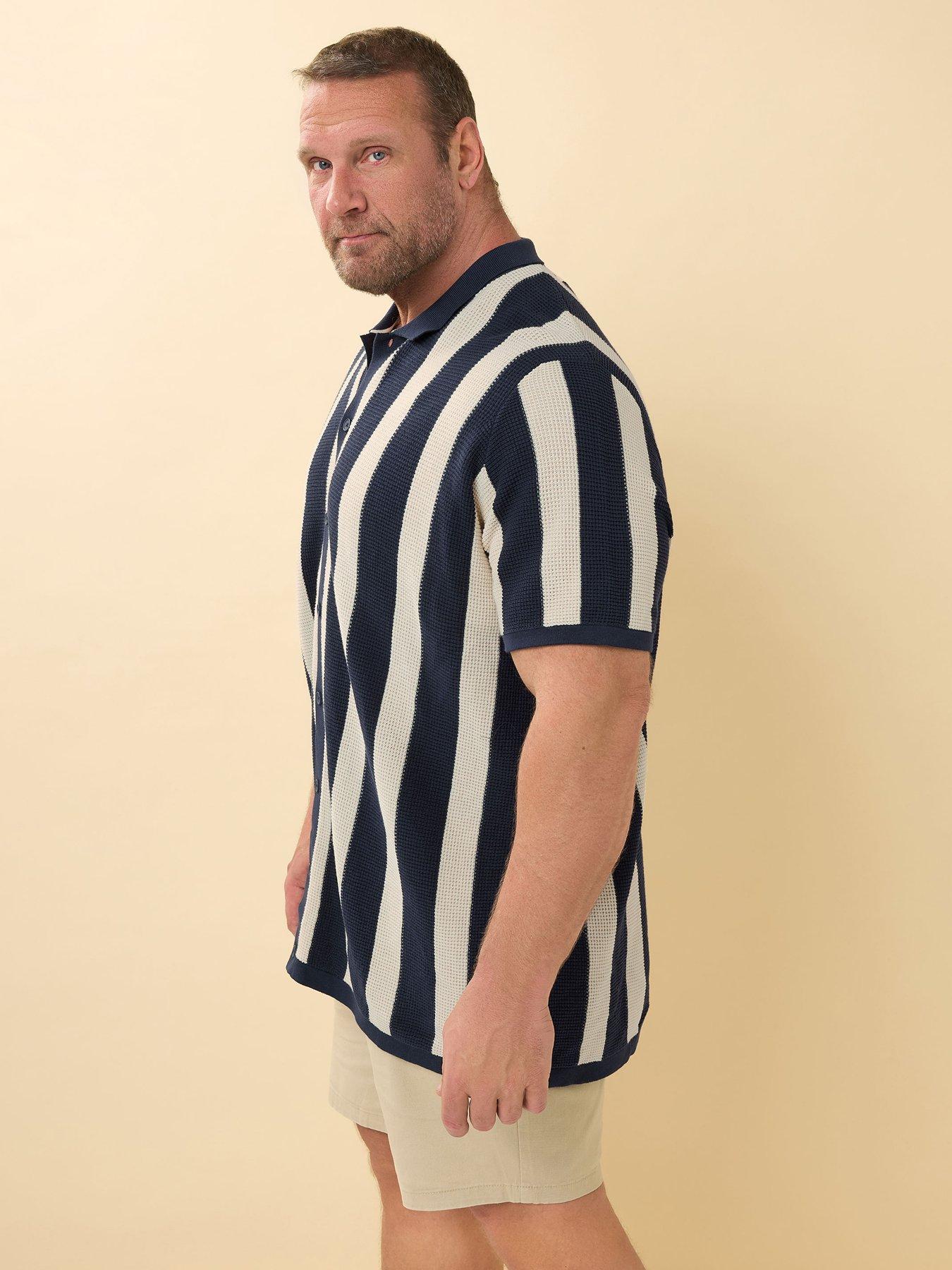 Image 4 of 4 of BadRhino Stripe Short Sleeve Knitted Shirt - Blue