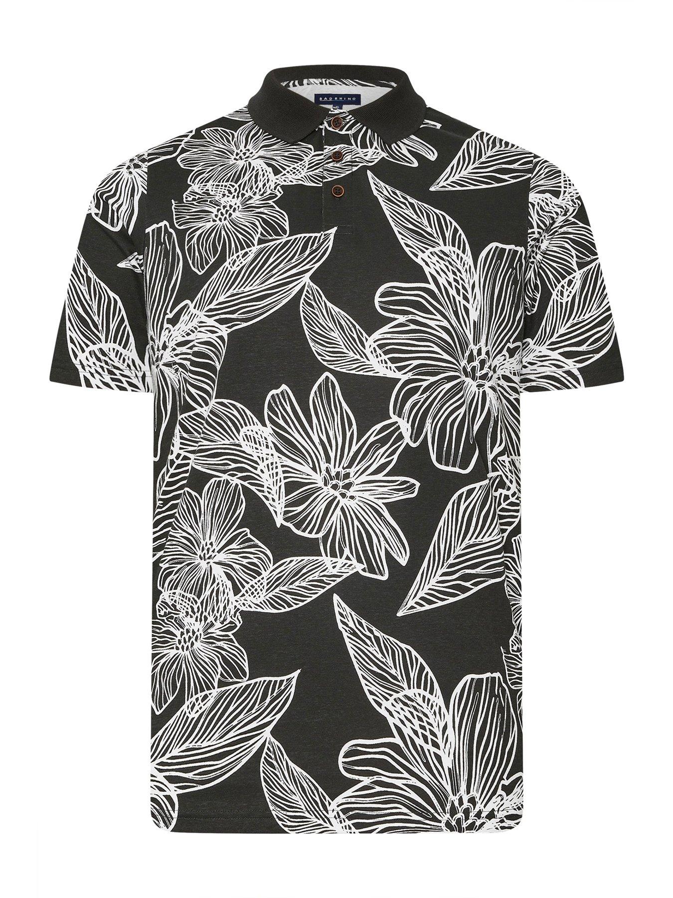 Image 5 of 6 of BadRhino Printed Polo Shirt - Black