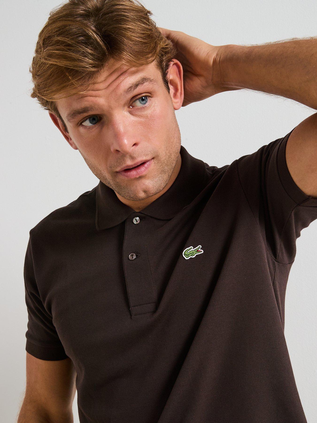 LACOSTE L.1212-CLASSIC FIT ダークブラウン 4 Lacoste Classic Fit L.12.12 Piqué Short Sleeve Polo Shirt - Brown