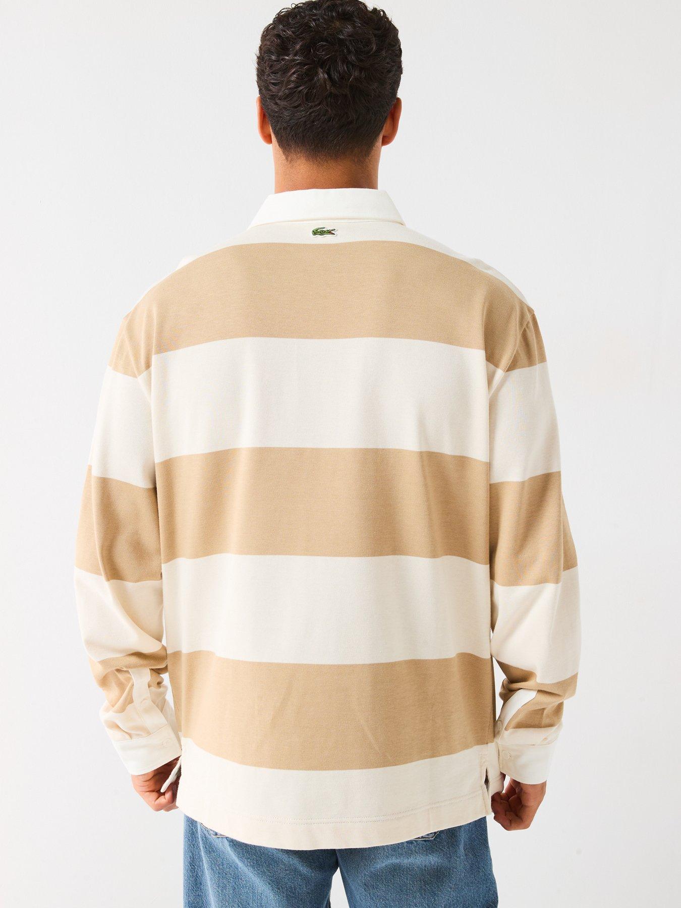 Image 2 of 5 of Lacoste Striped Rugby Shirt- Brown