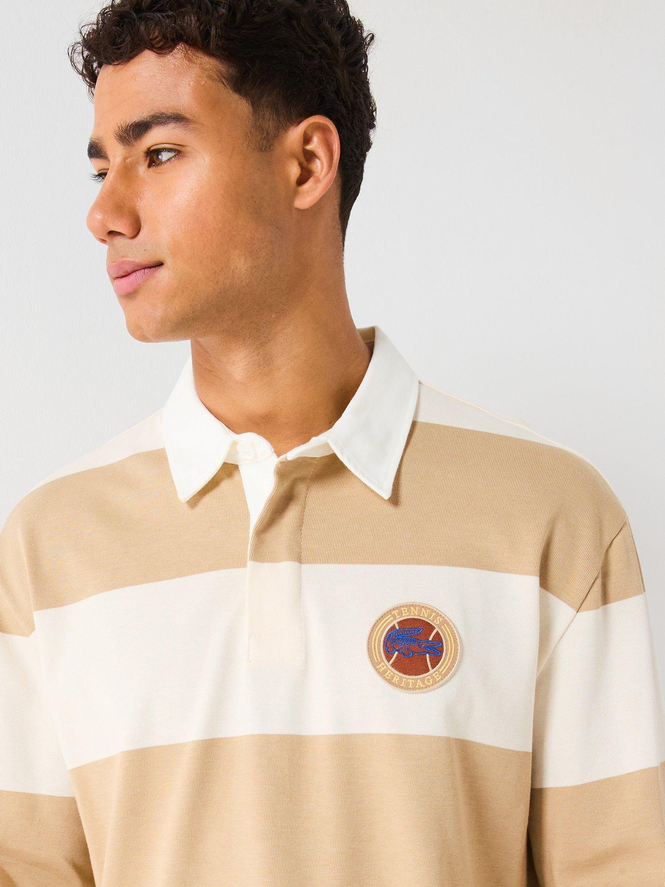 Image 4 of 5 of Lacoste Striped Rugby Shirt- Brown