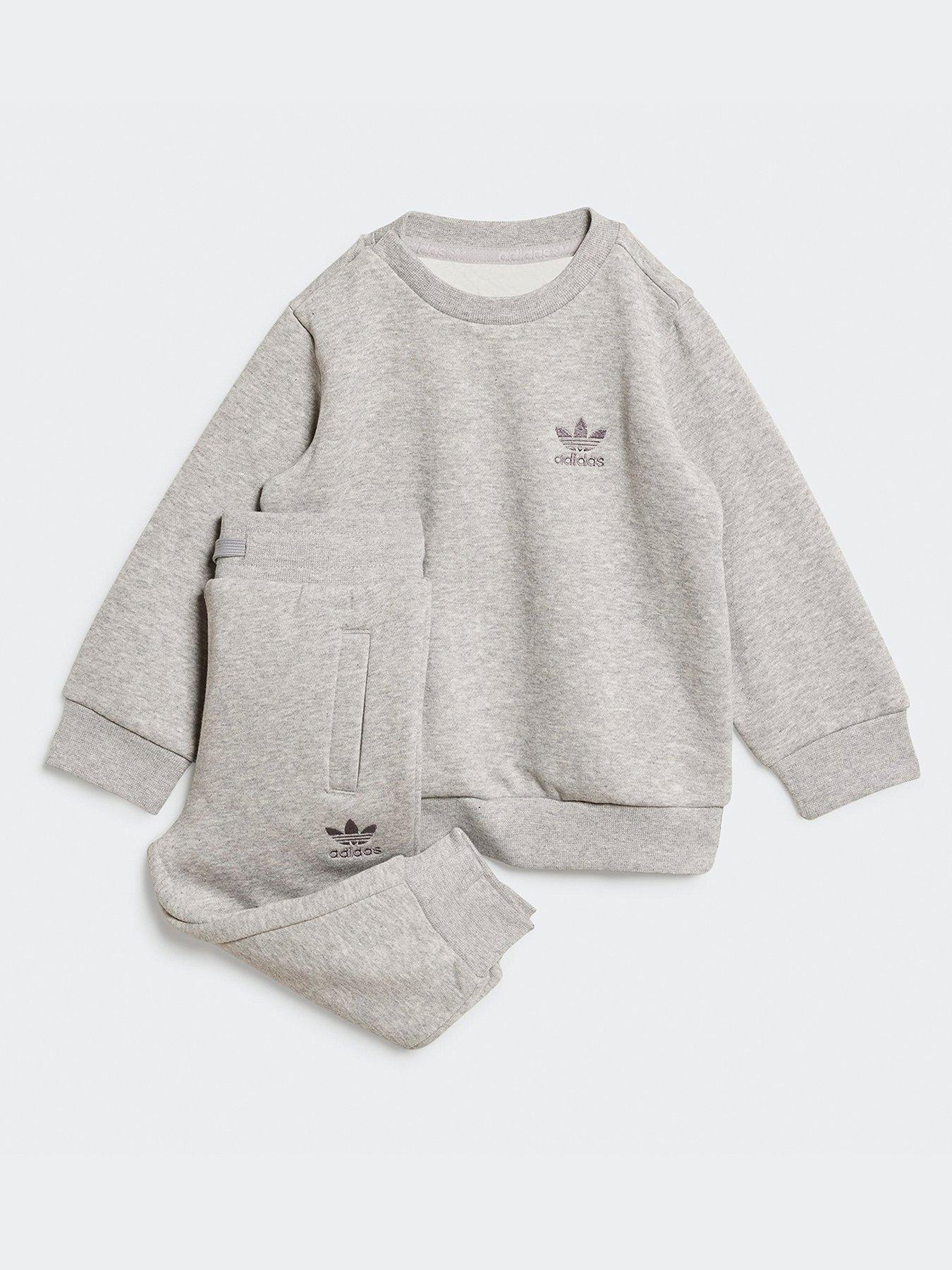 undefined Infant Unisex Trefoil Essentials Crew Set  - Grey