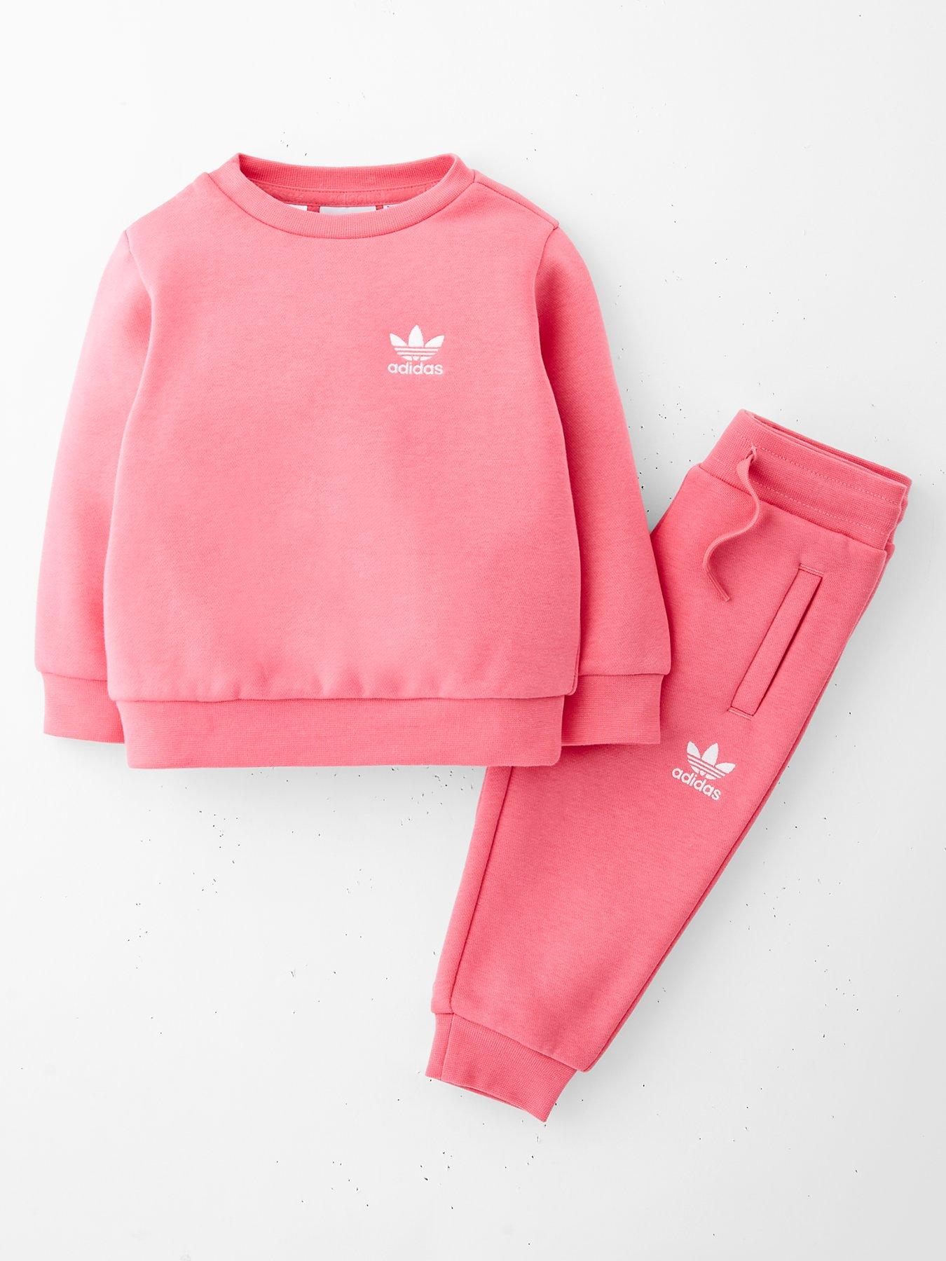 undefined Infant Girls Trefoil Essentials Crew Set - Pink