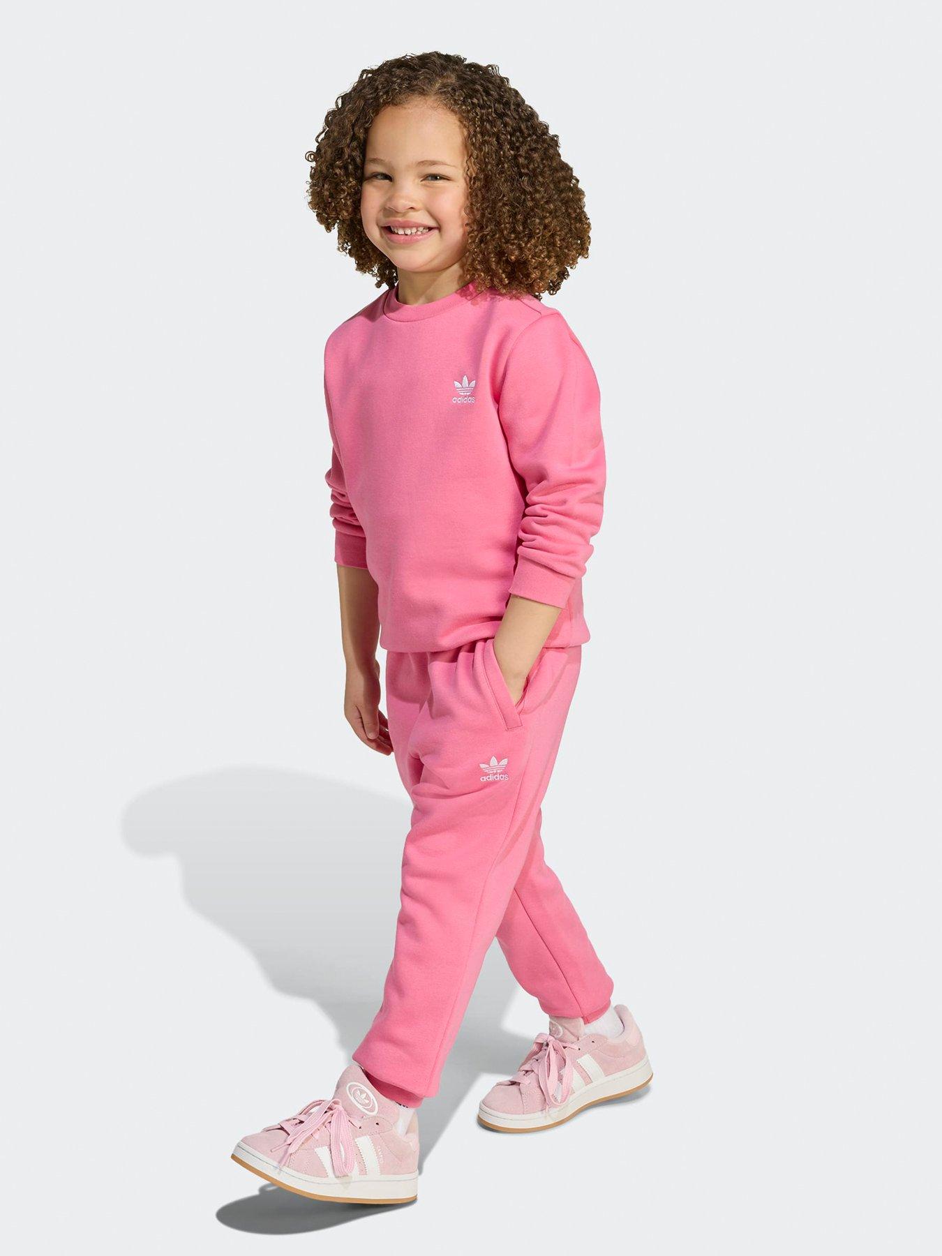 adidas Originals Kids Girls Trefoil Essentials Crew Set - Pink | Very